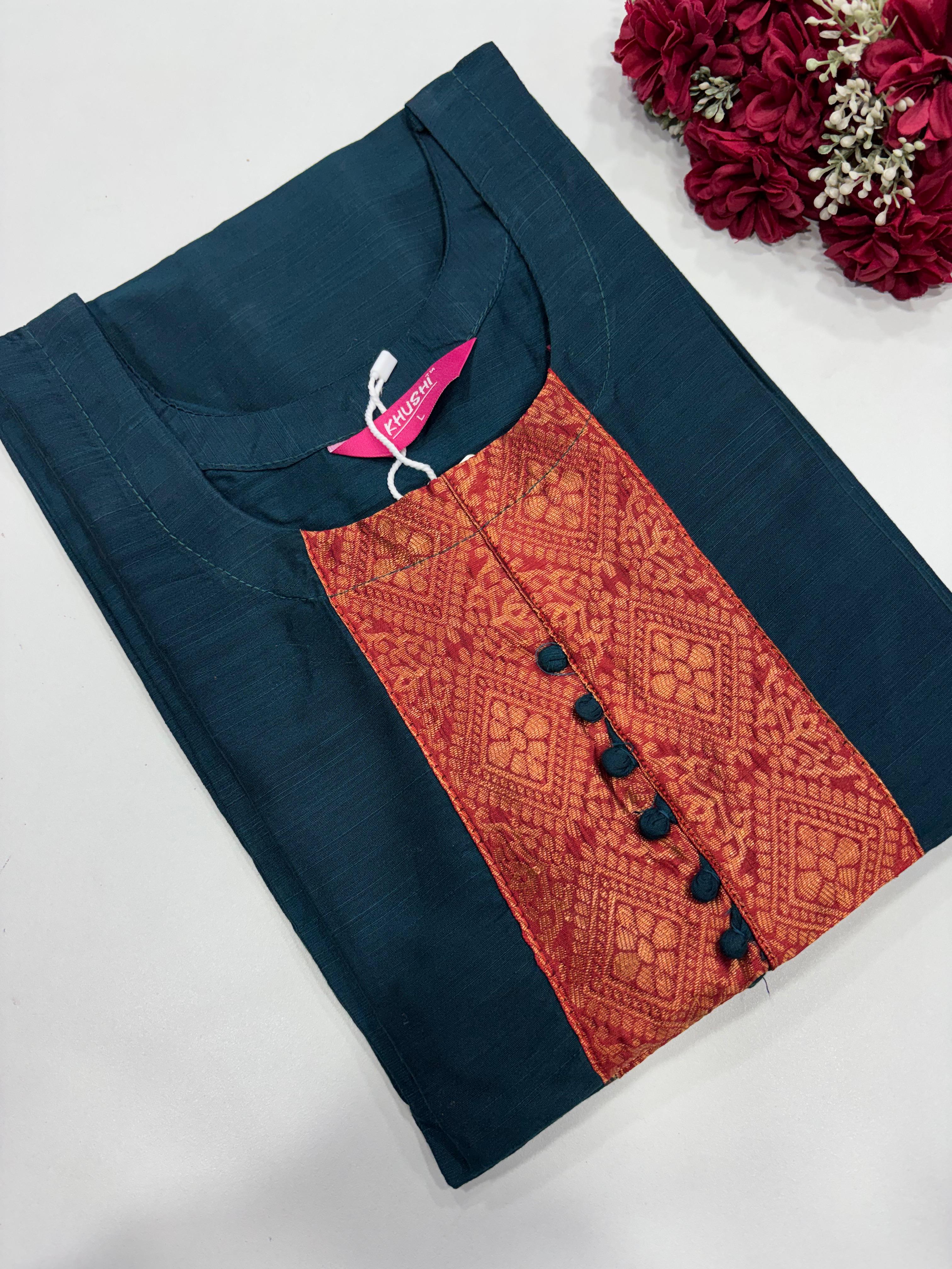 SS8278 Semi Raw Silk Kurti