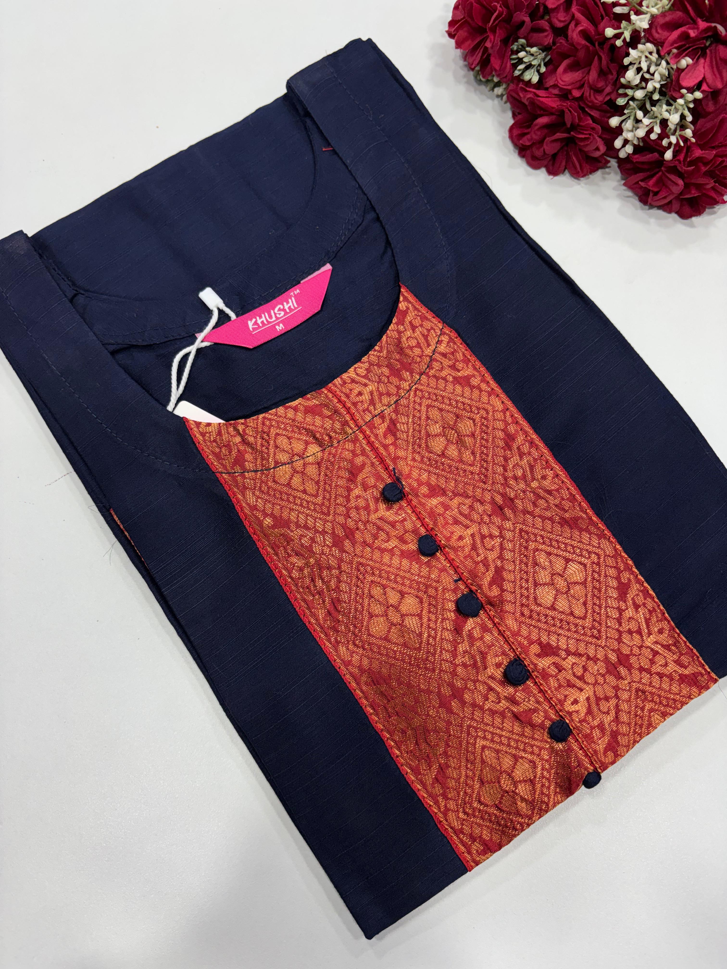 SS2879 Semi Raw Silk Kurti