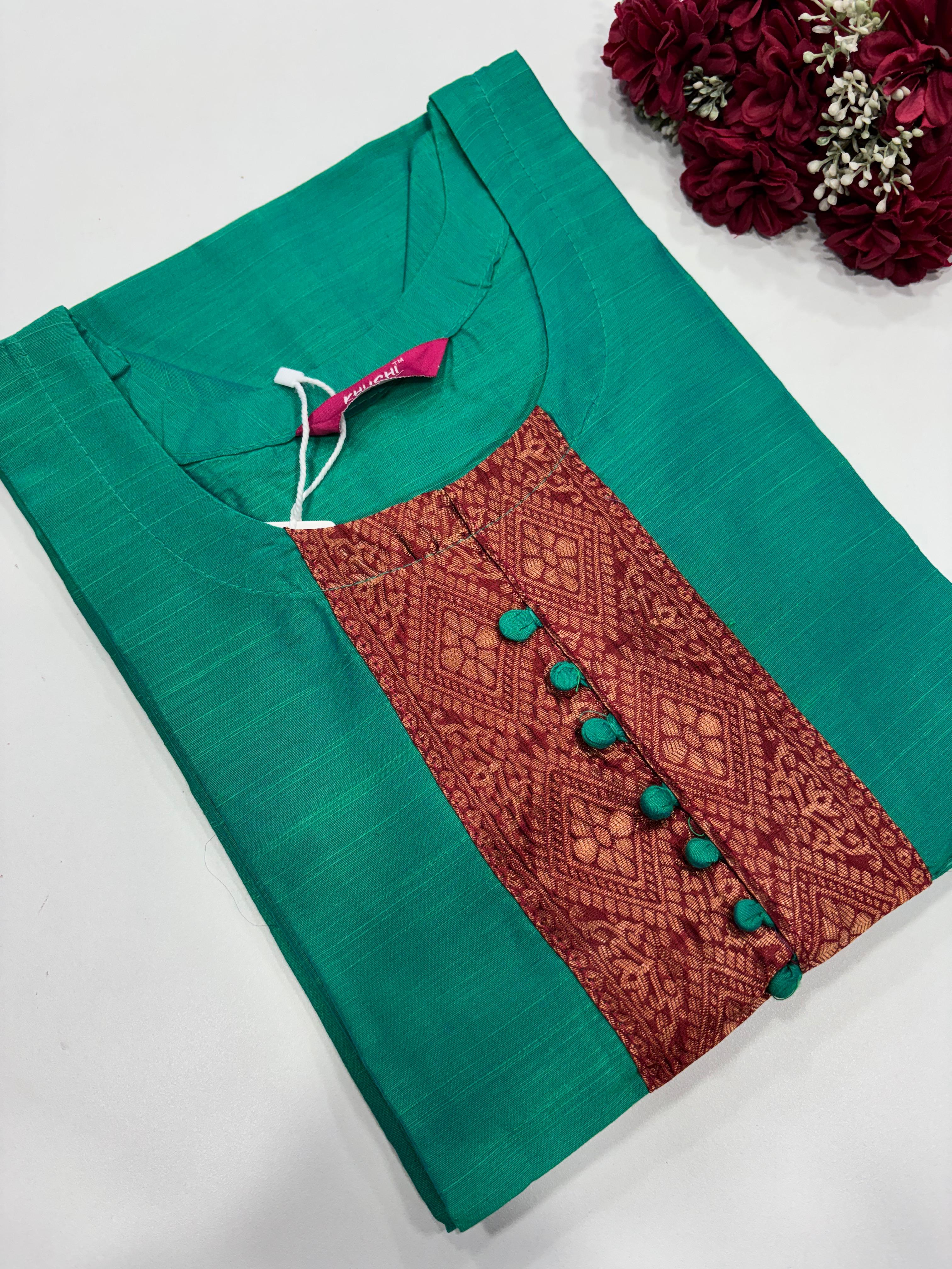 SS2884 Semi Raw Silk Kurti