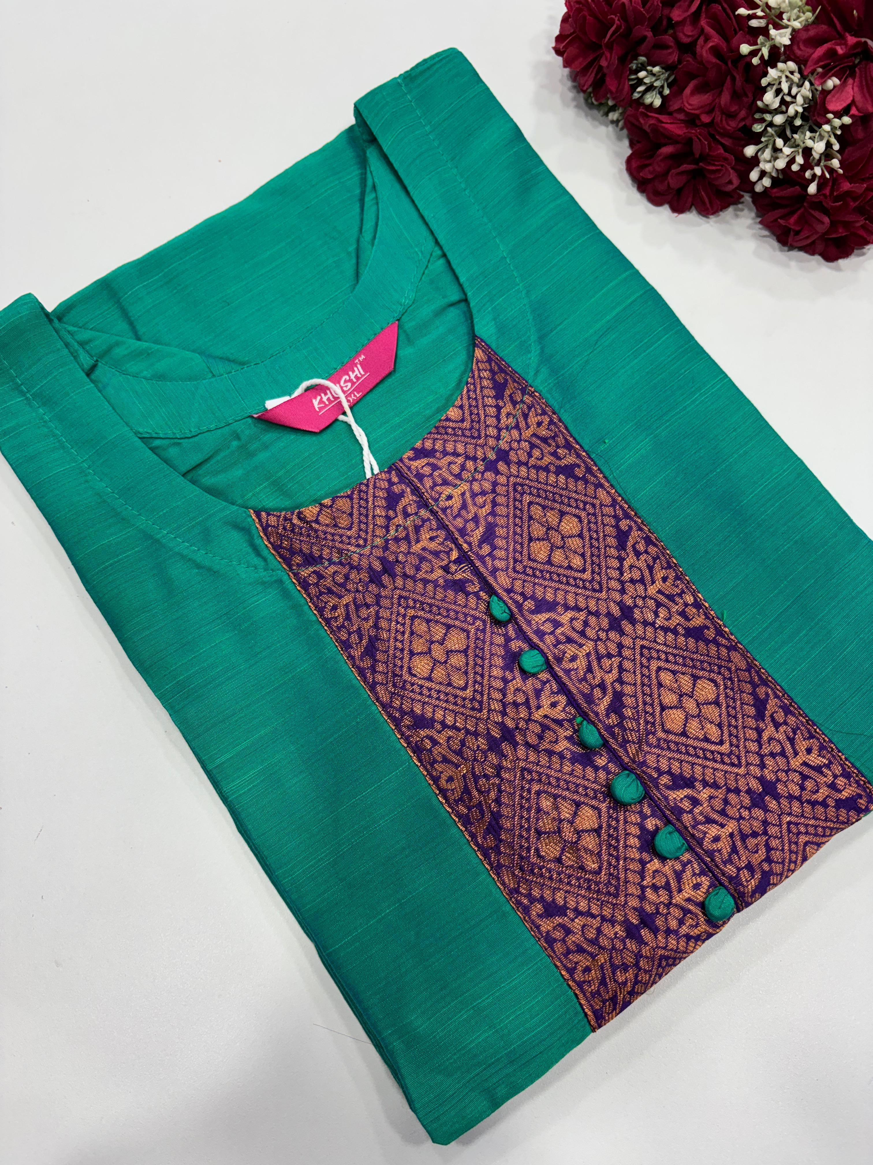 SS2882 Semi Raw Silk Kurti
