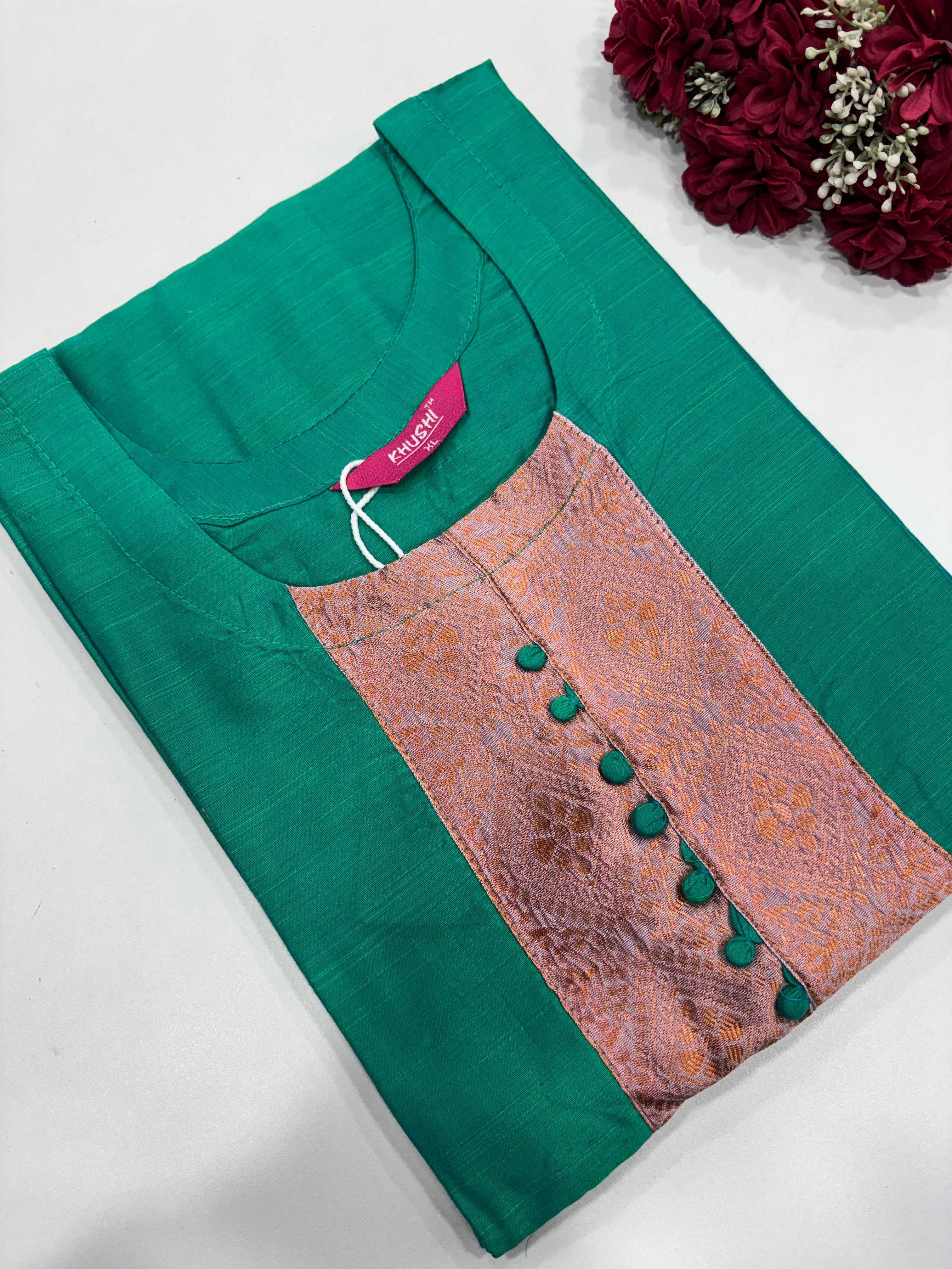 SS2883 Semi Raw Silk Kurti