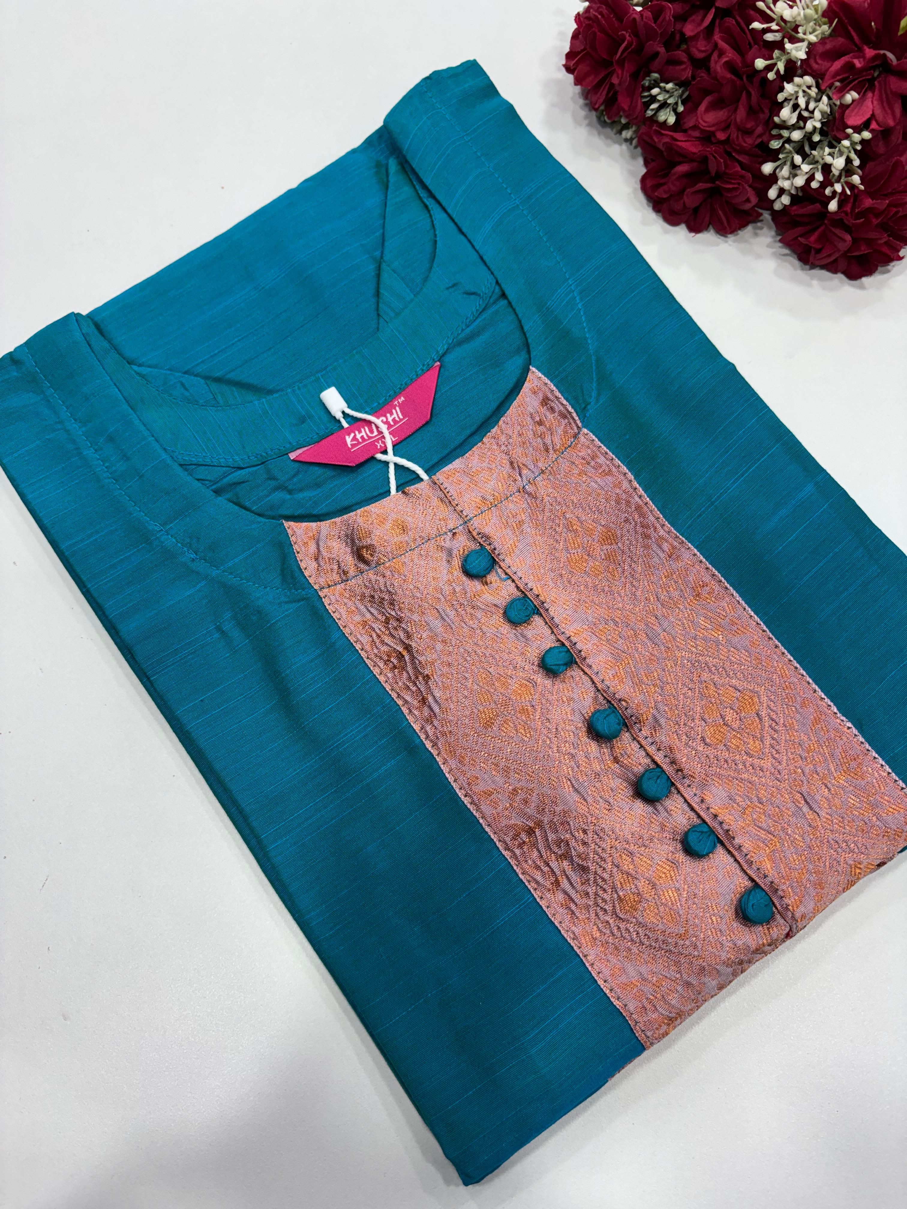 SS2887 Semi Raw Silk Kurti