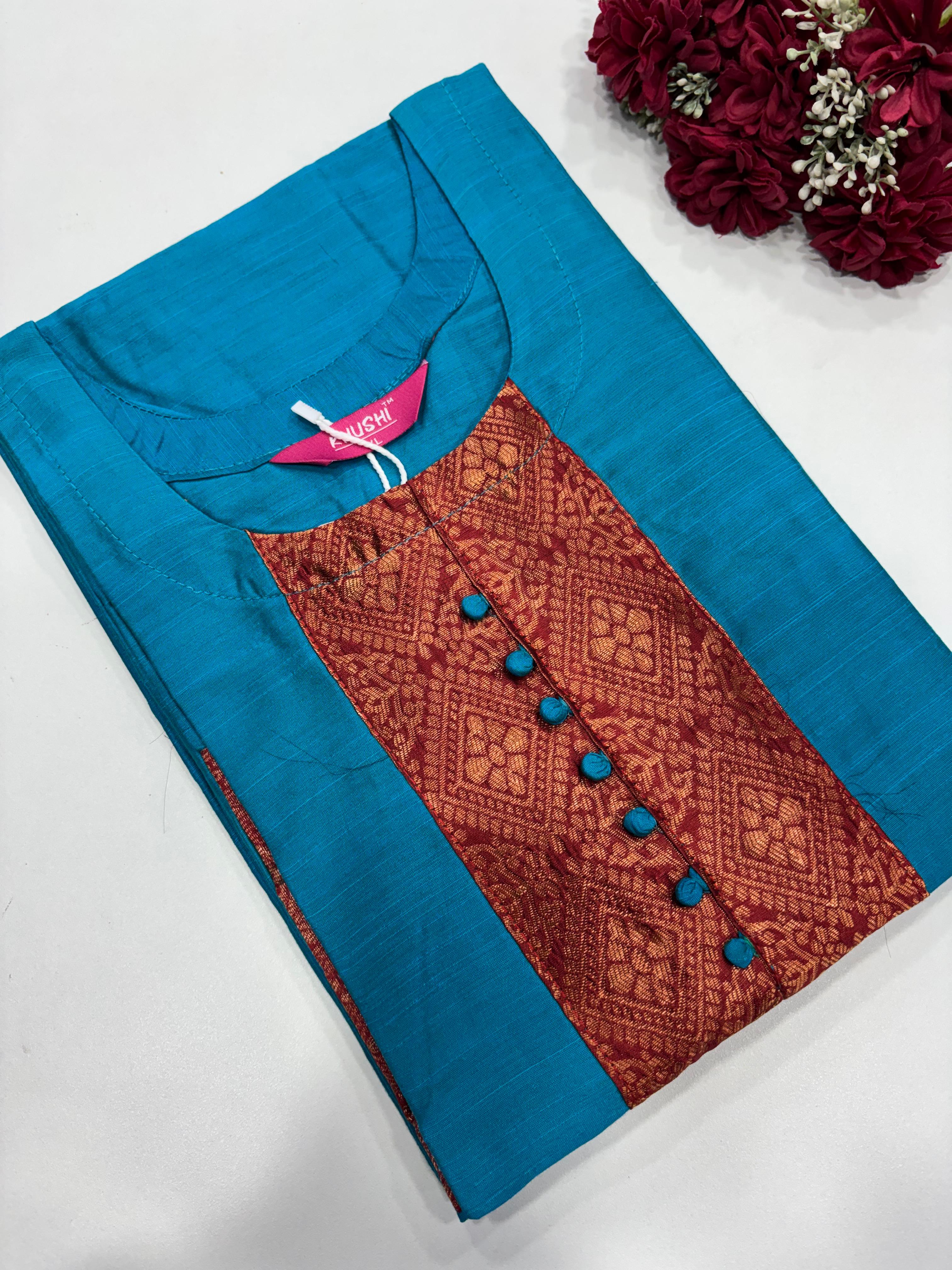 SS2885 Semi Raw Silk Kurti