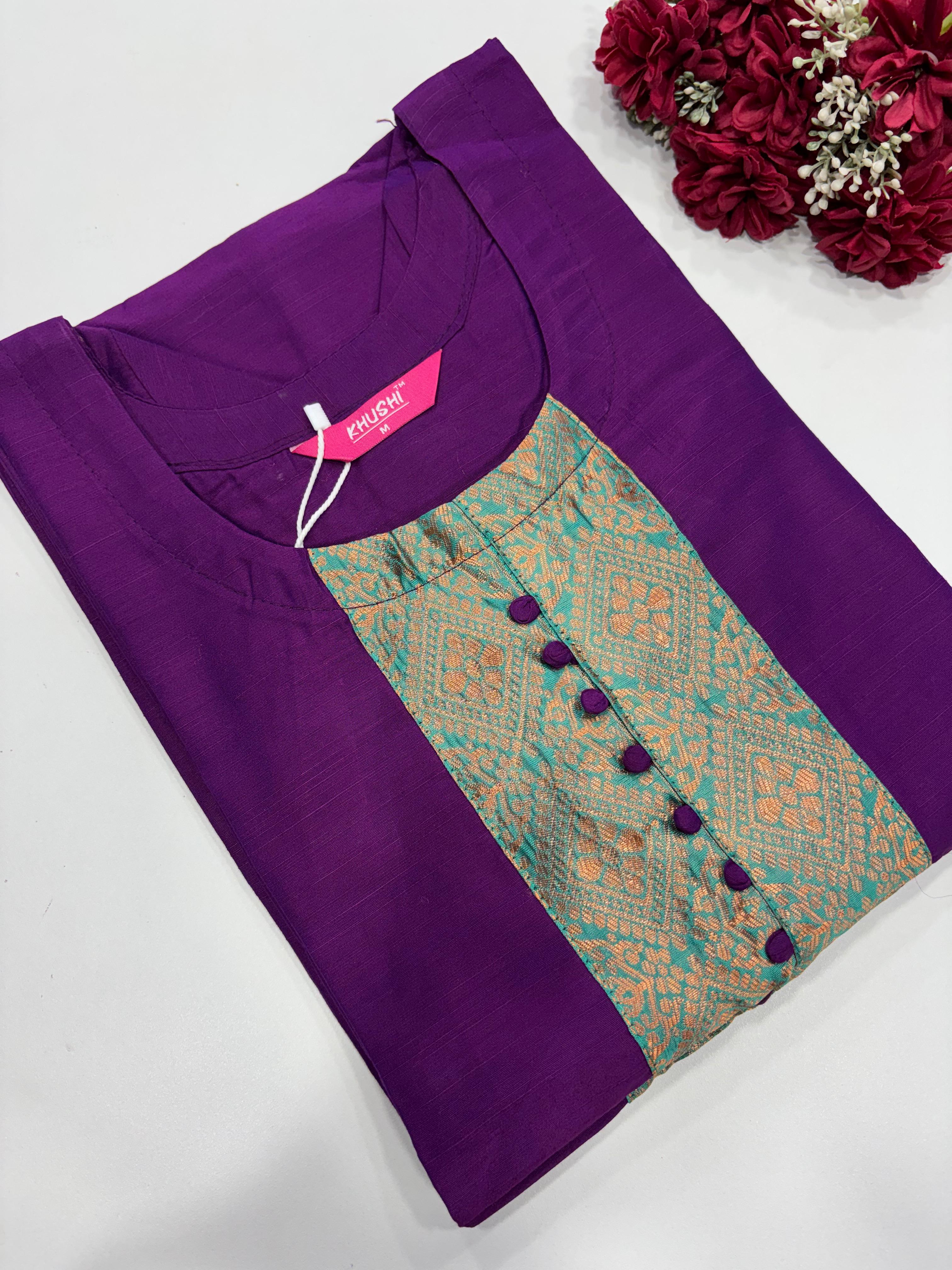 SS2886 Semi Raw Silk Kurti