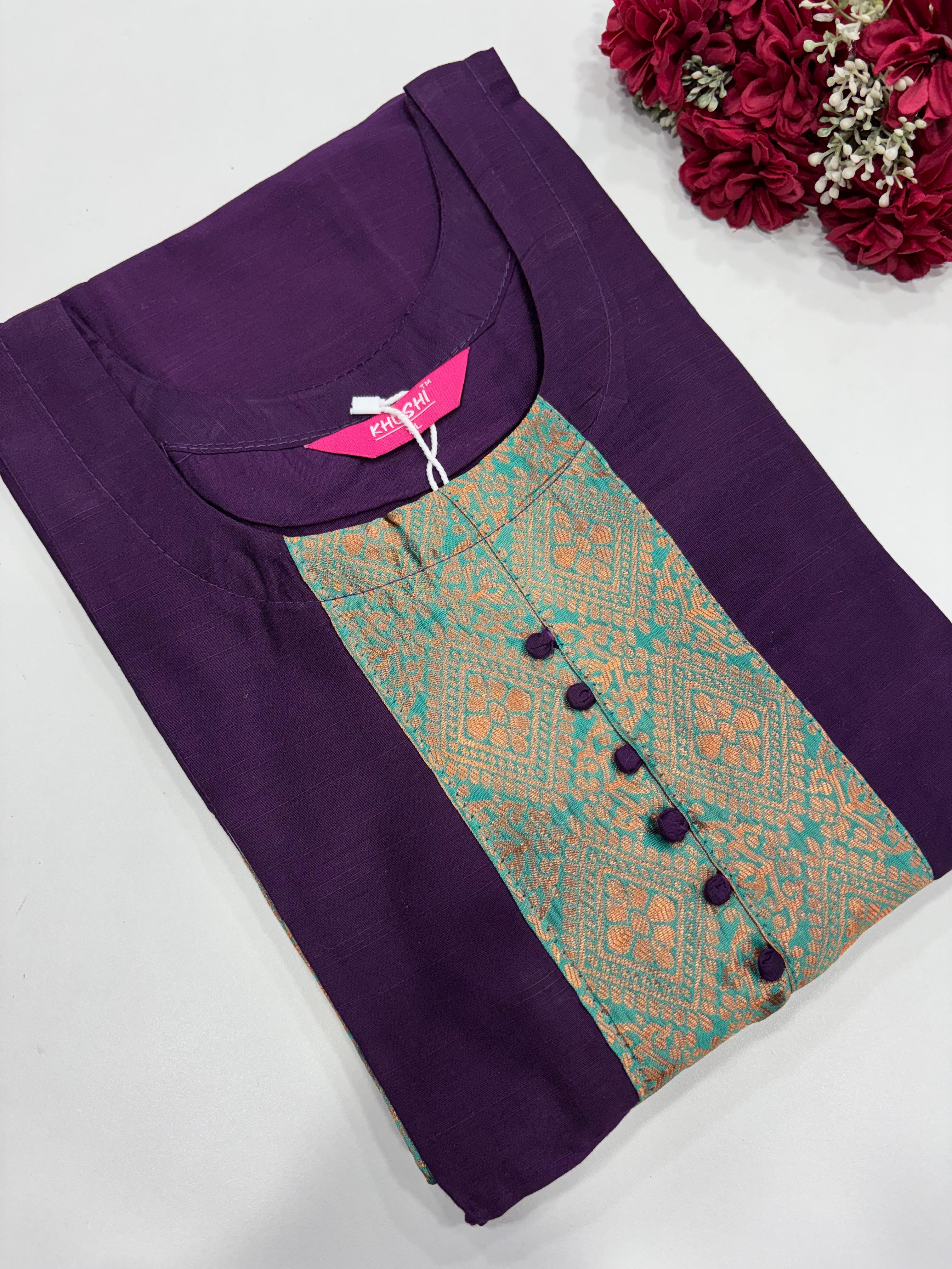 SS2889 Semi Raw Silk Kurti