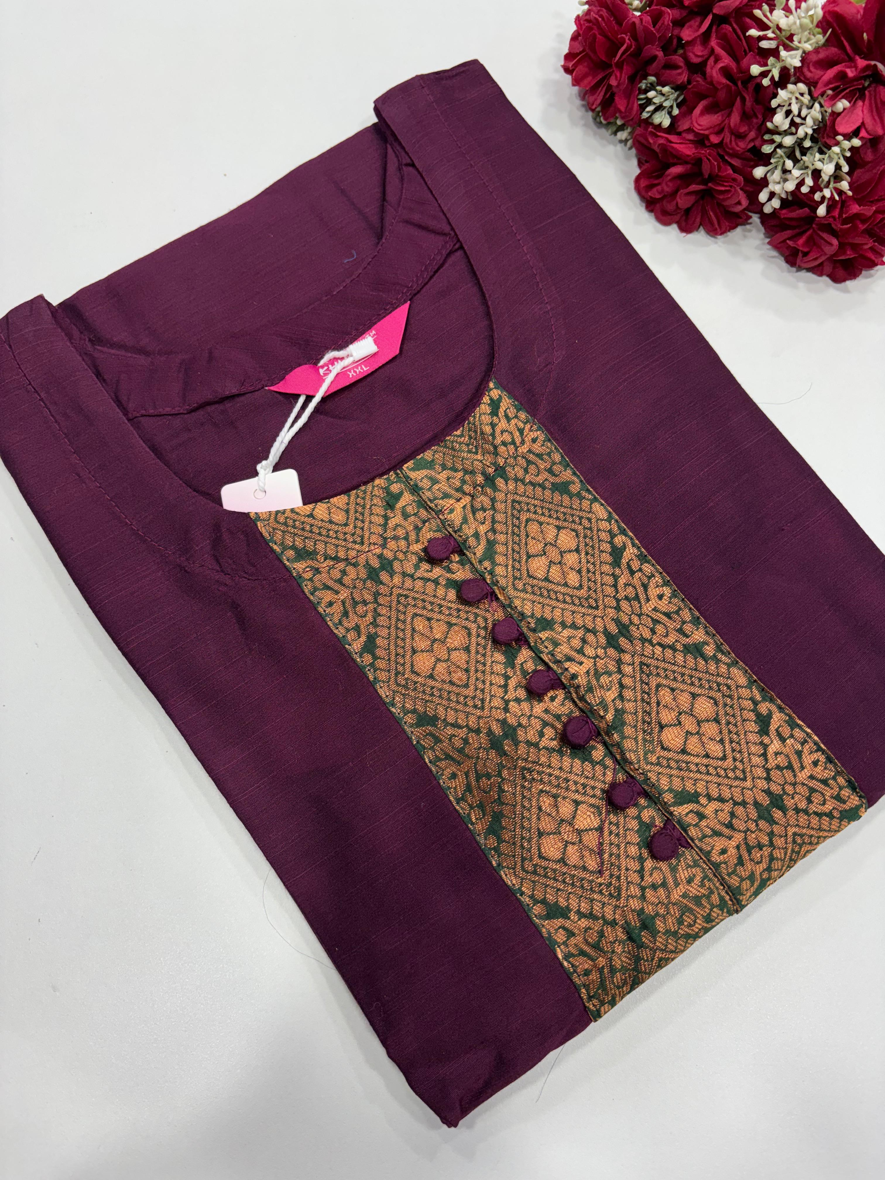 SS2888 Semi Raw Silk Kurti