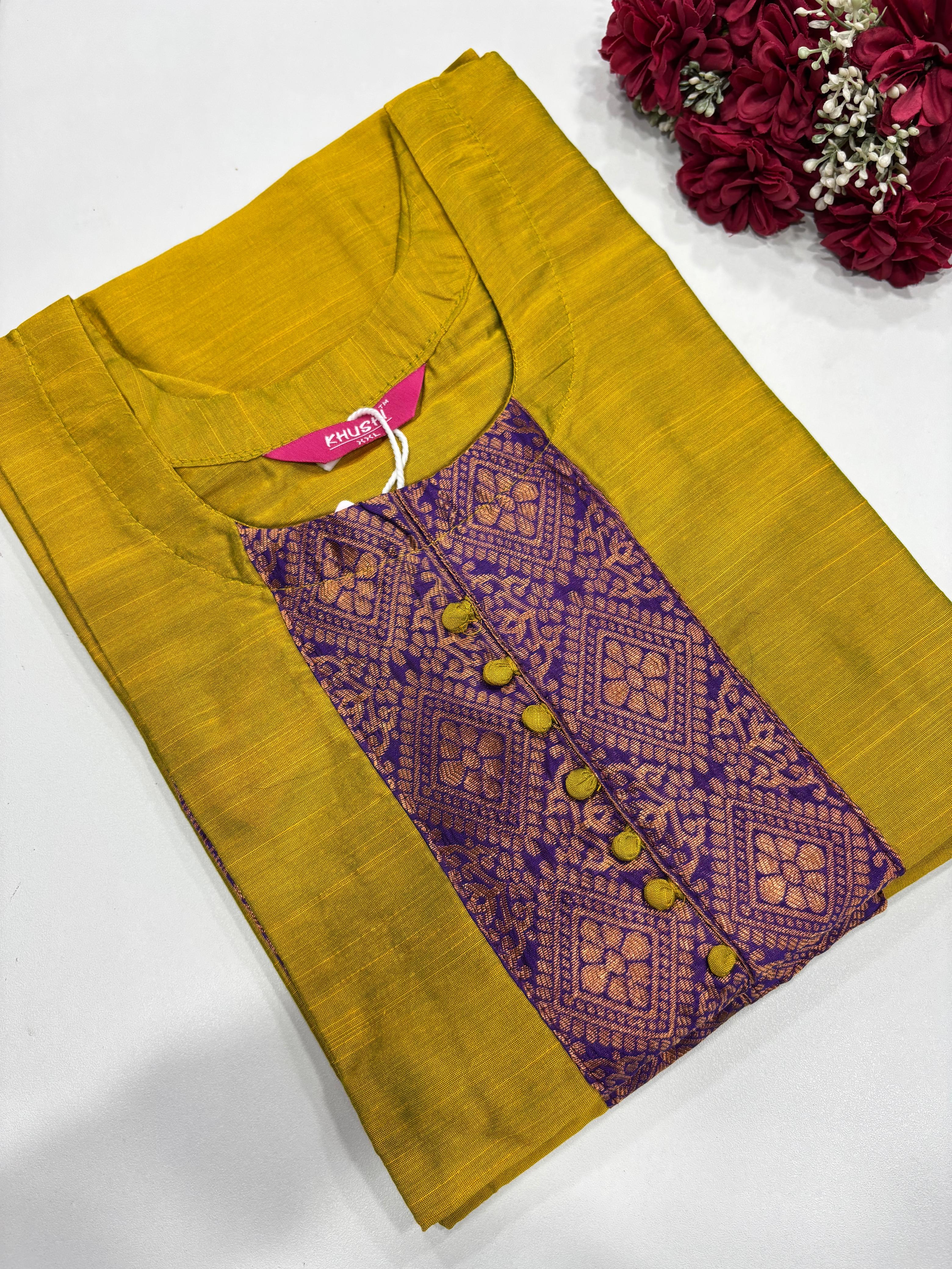 SS2890 Semi Raw Silk Kurti
