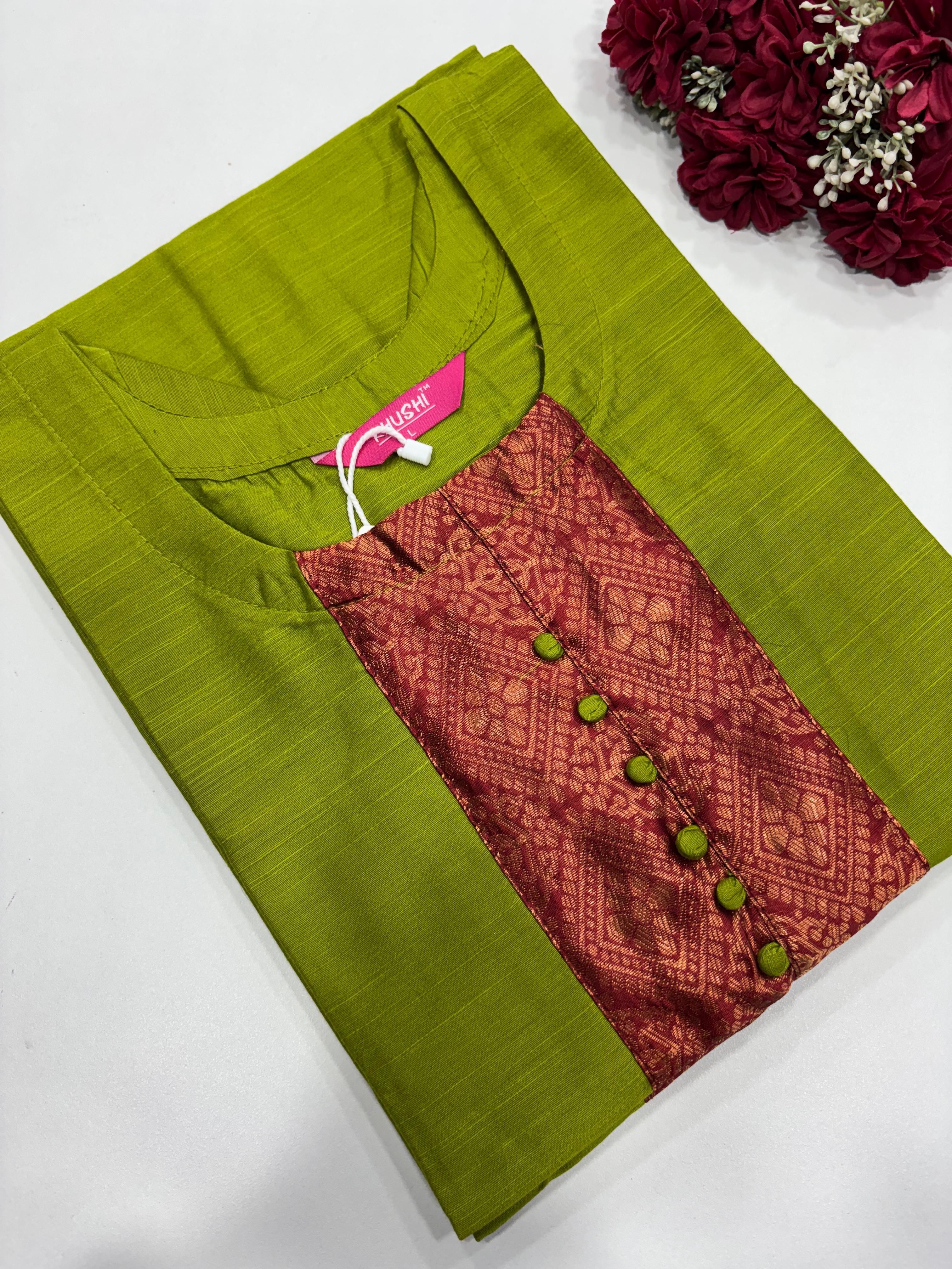 SS2891 Semi Raw Silk Kurti