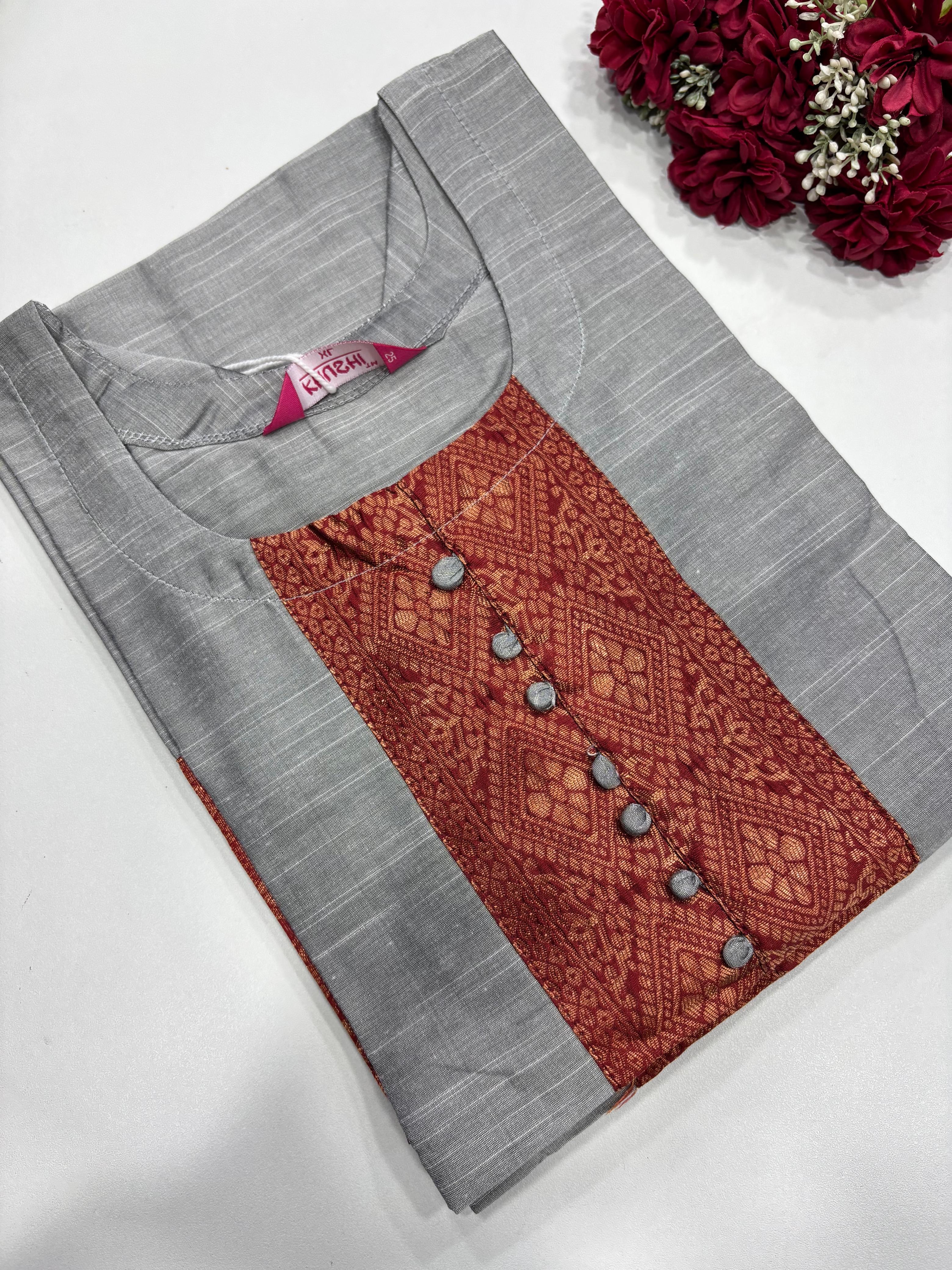 SS2892 Semi Raw Silk Kurti