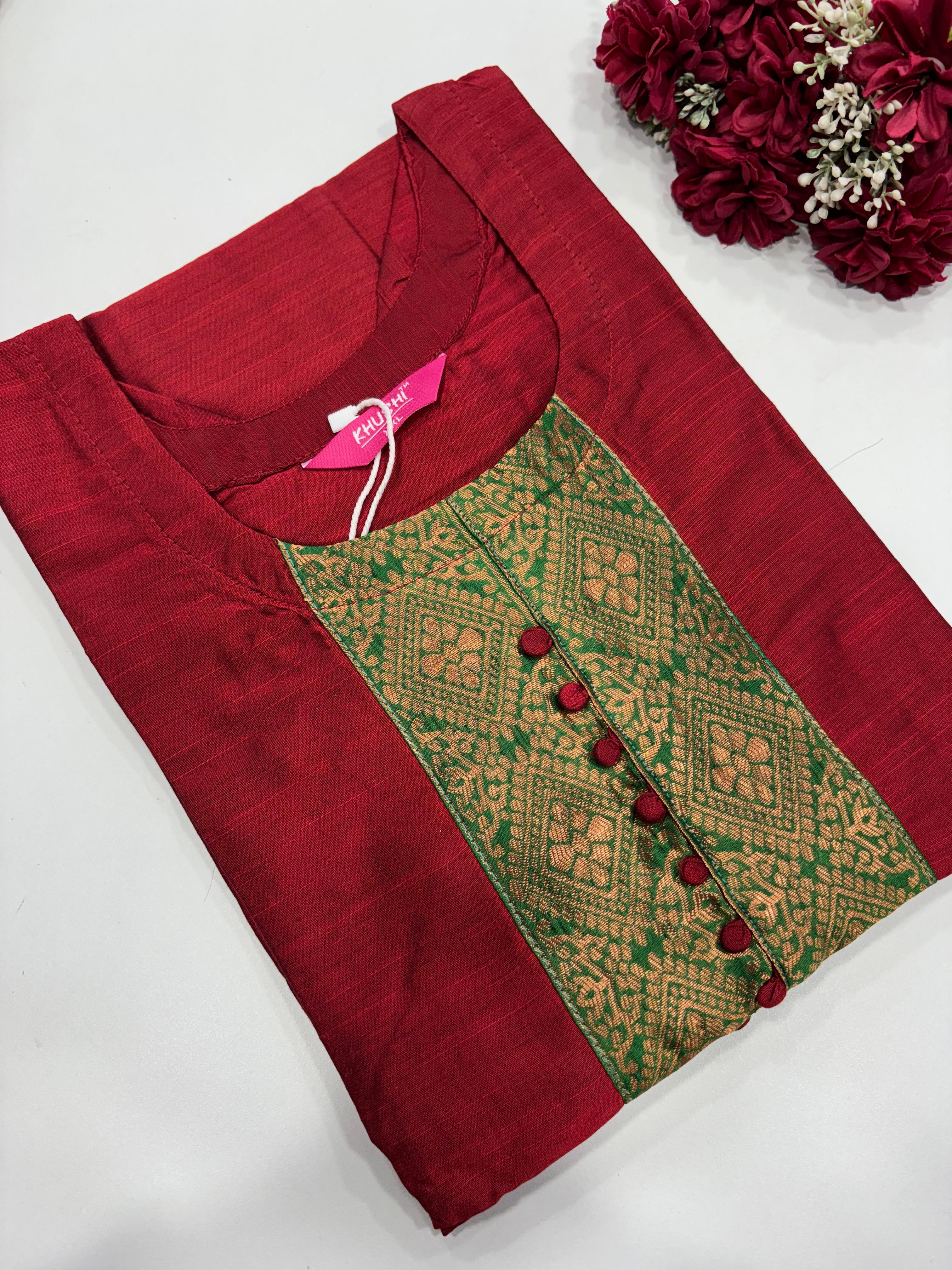 SS2894 Semi Raw Silk Kurti