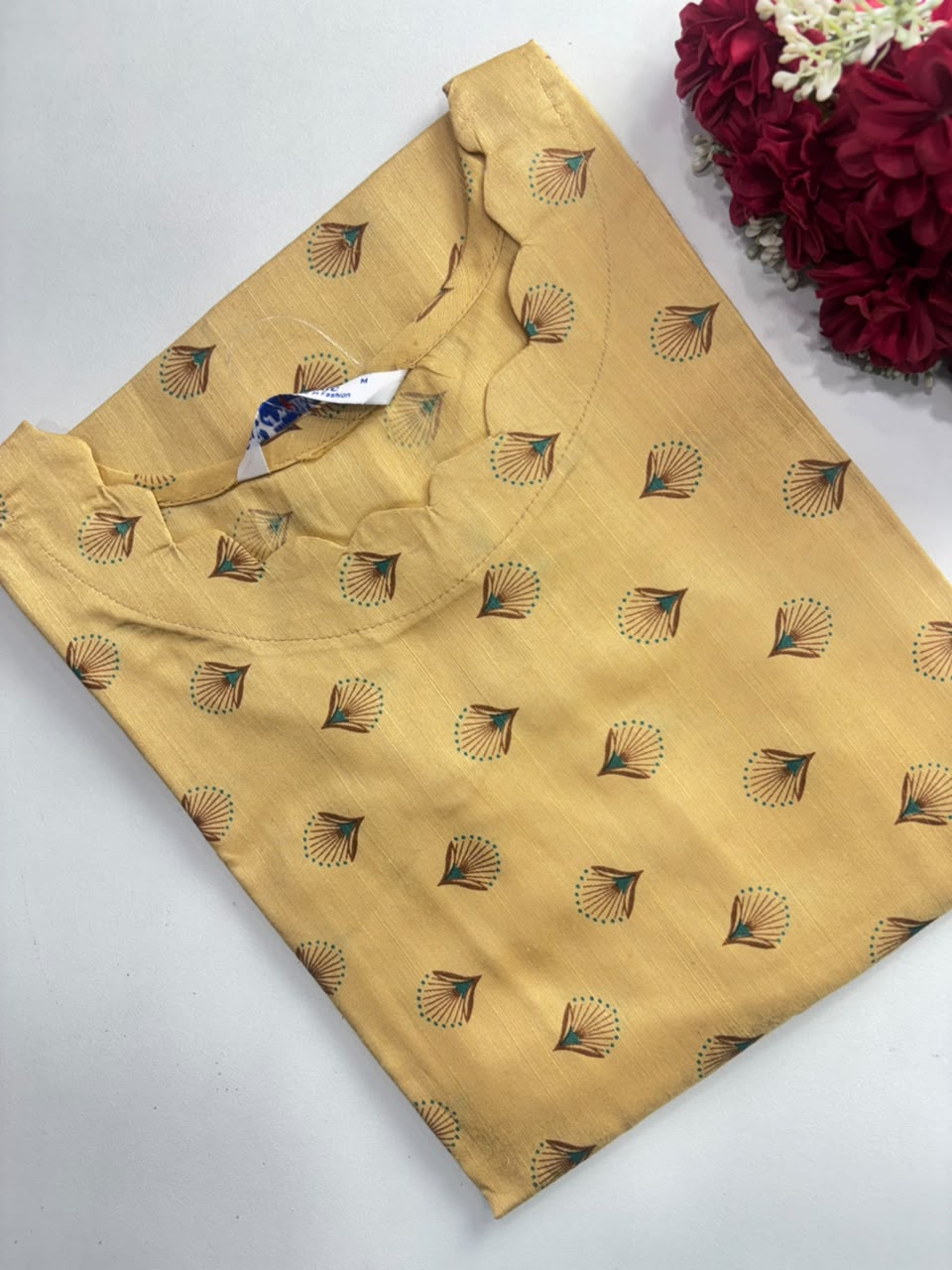 Silk Printed Side Open Kurti