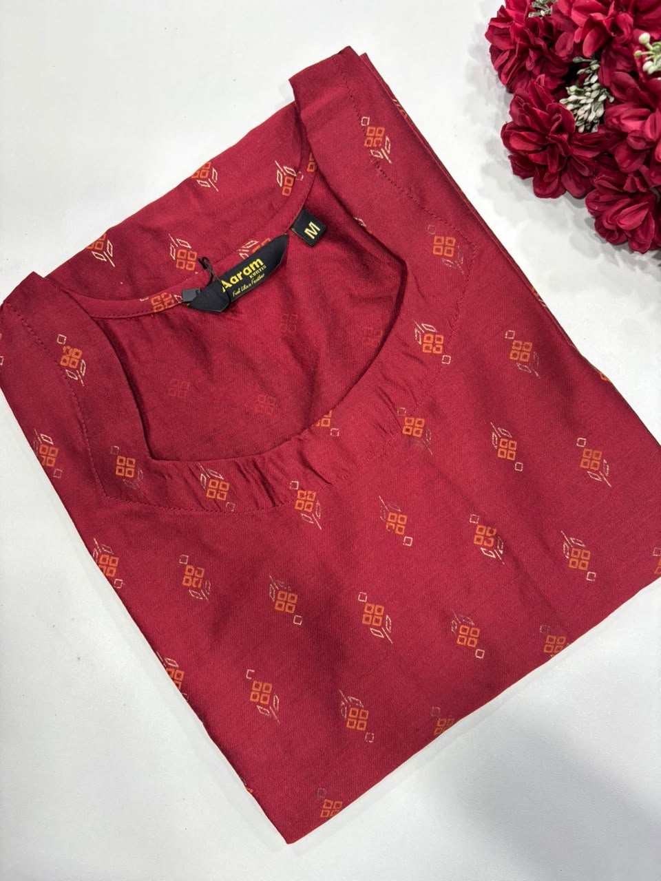Silk Printed Side Open Kurti