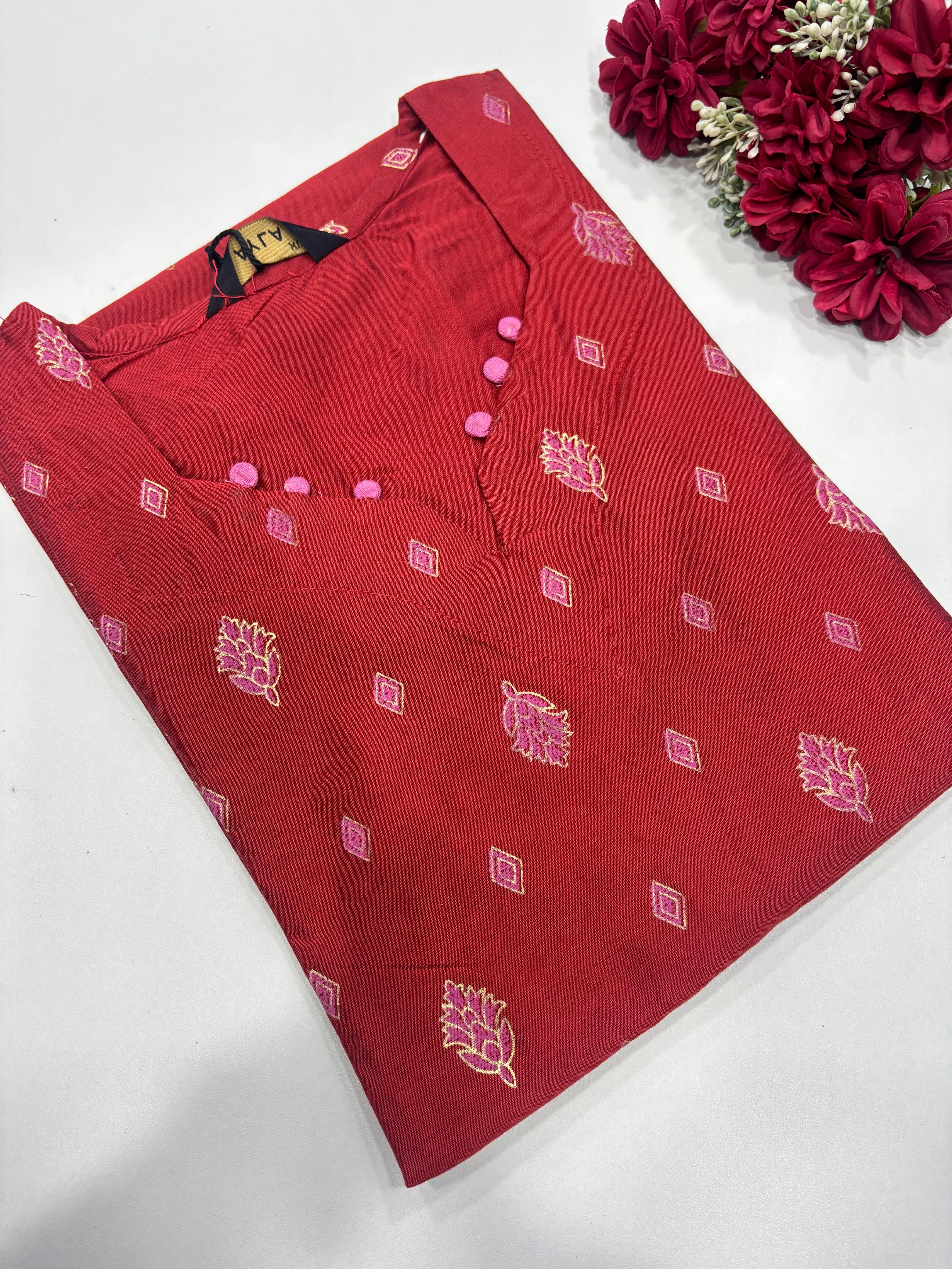 Silk Printed Side Open Kurti
