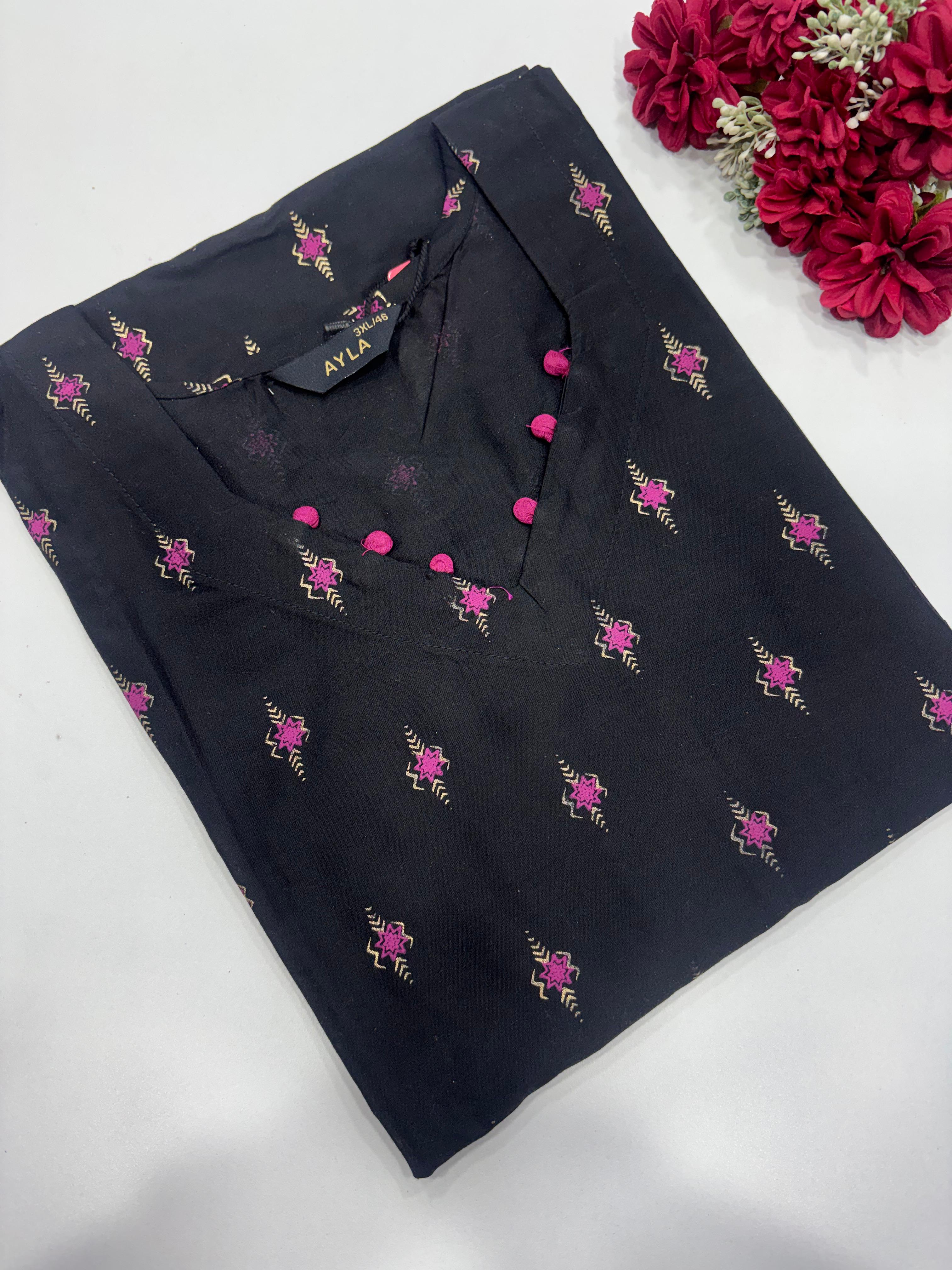 Silk Printed Side Open Kurti