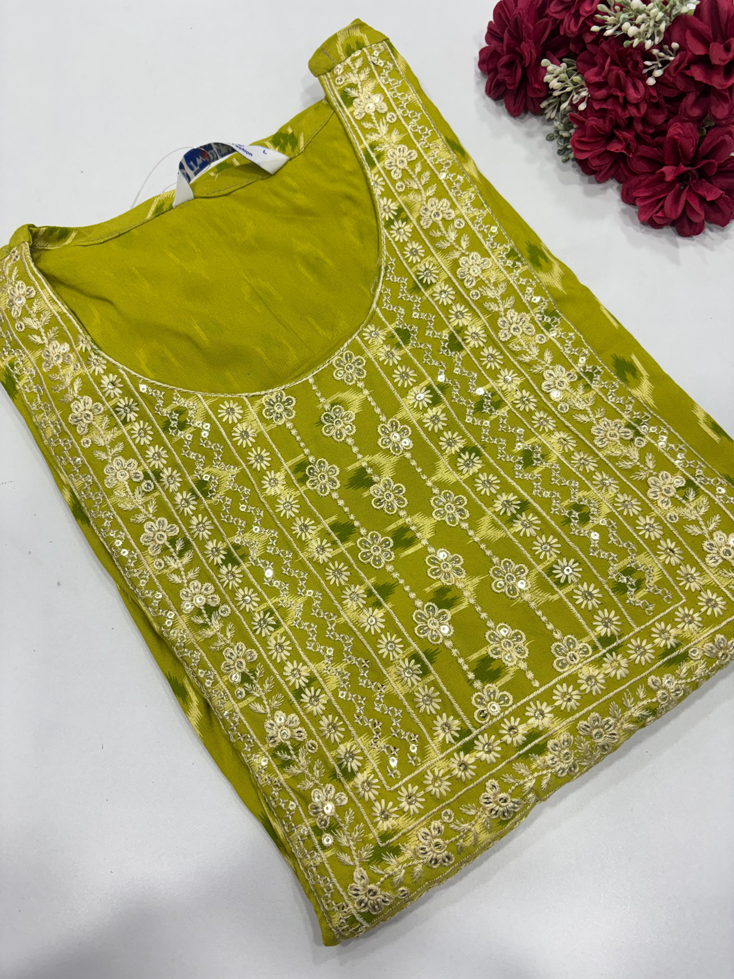 Embroidery Side Open Kurti