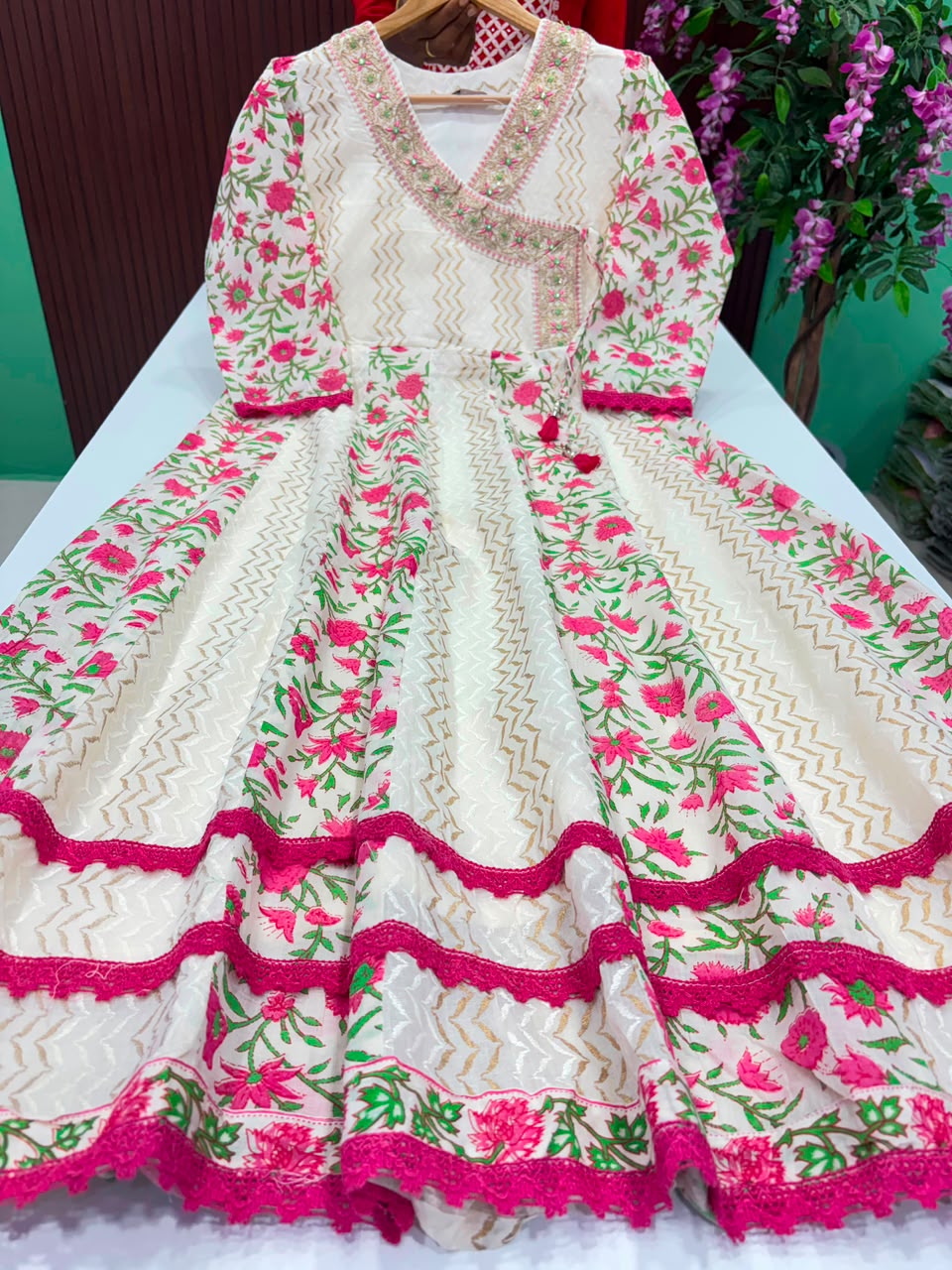 SS8336 Premium Angrakha Style Cotton Anarkali