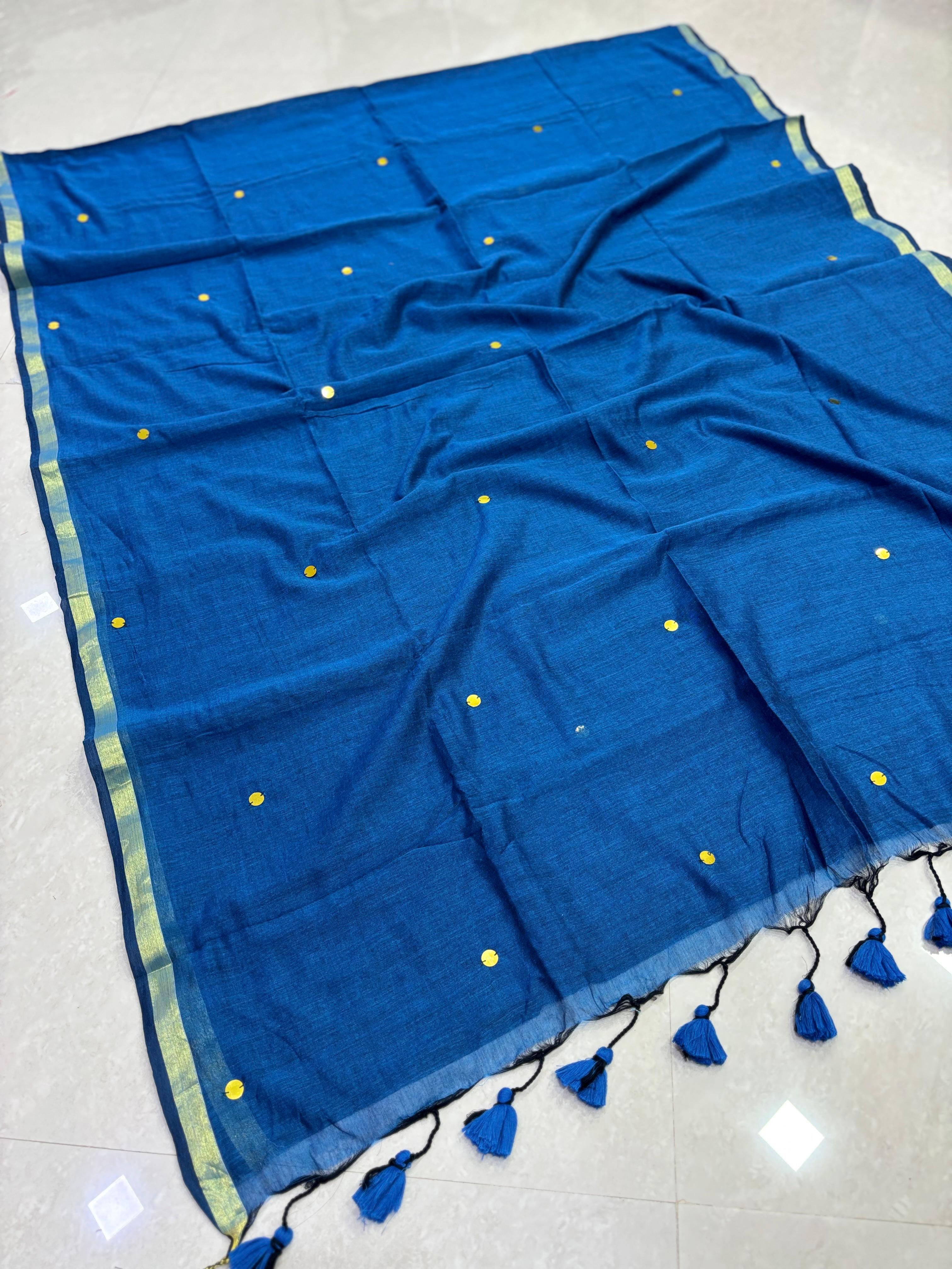 SS8148 Mul Cotton Saree with Gini Work