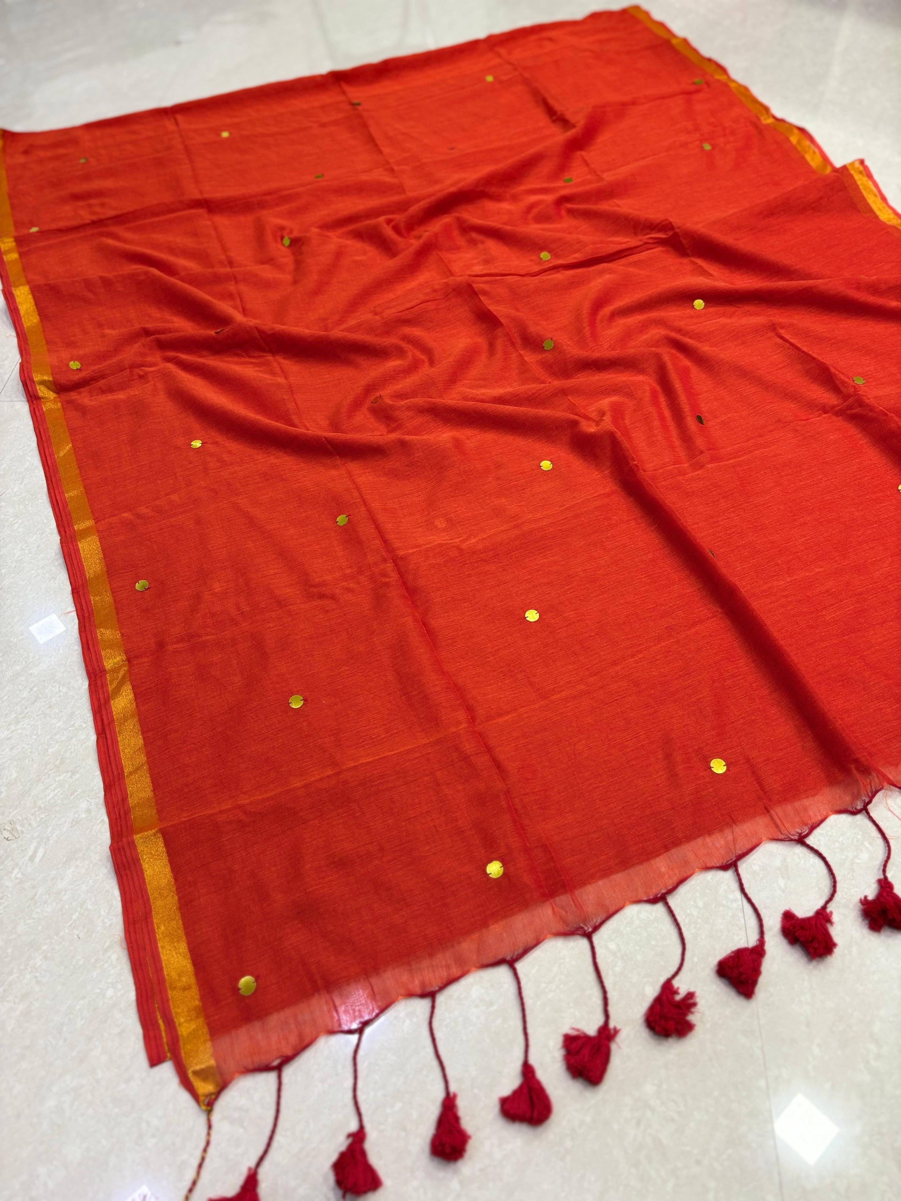 SS8146 Mul Cotton Saree with Gini Work
