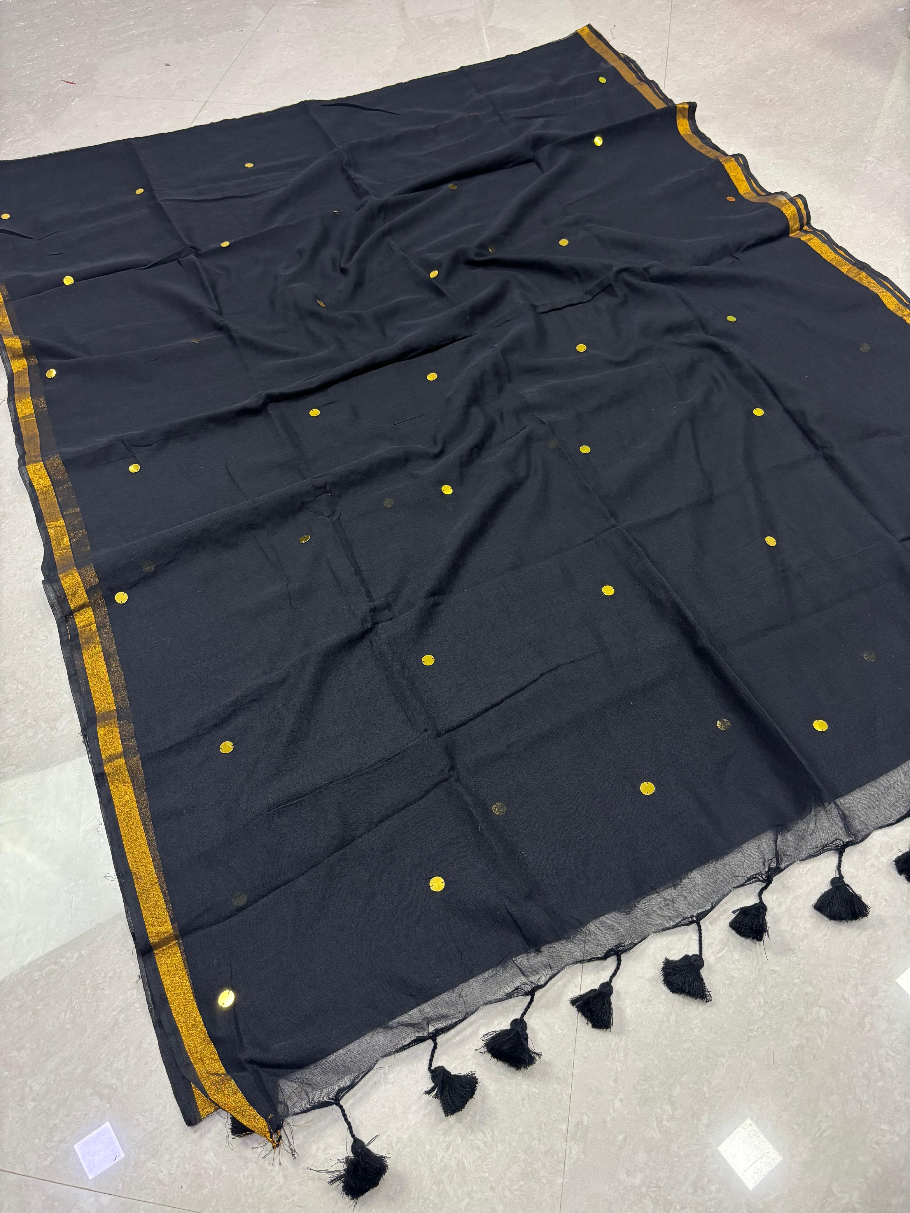 SS8141 Mul Cotton Saree with Gini Work