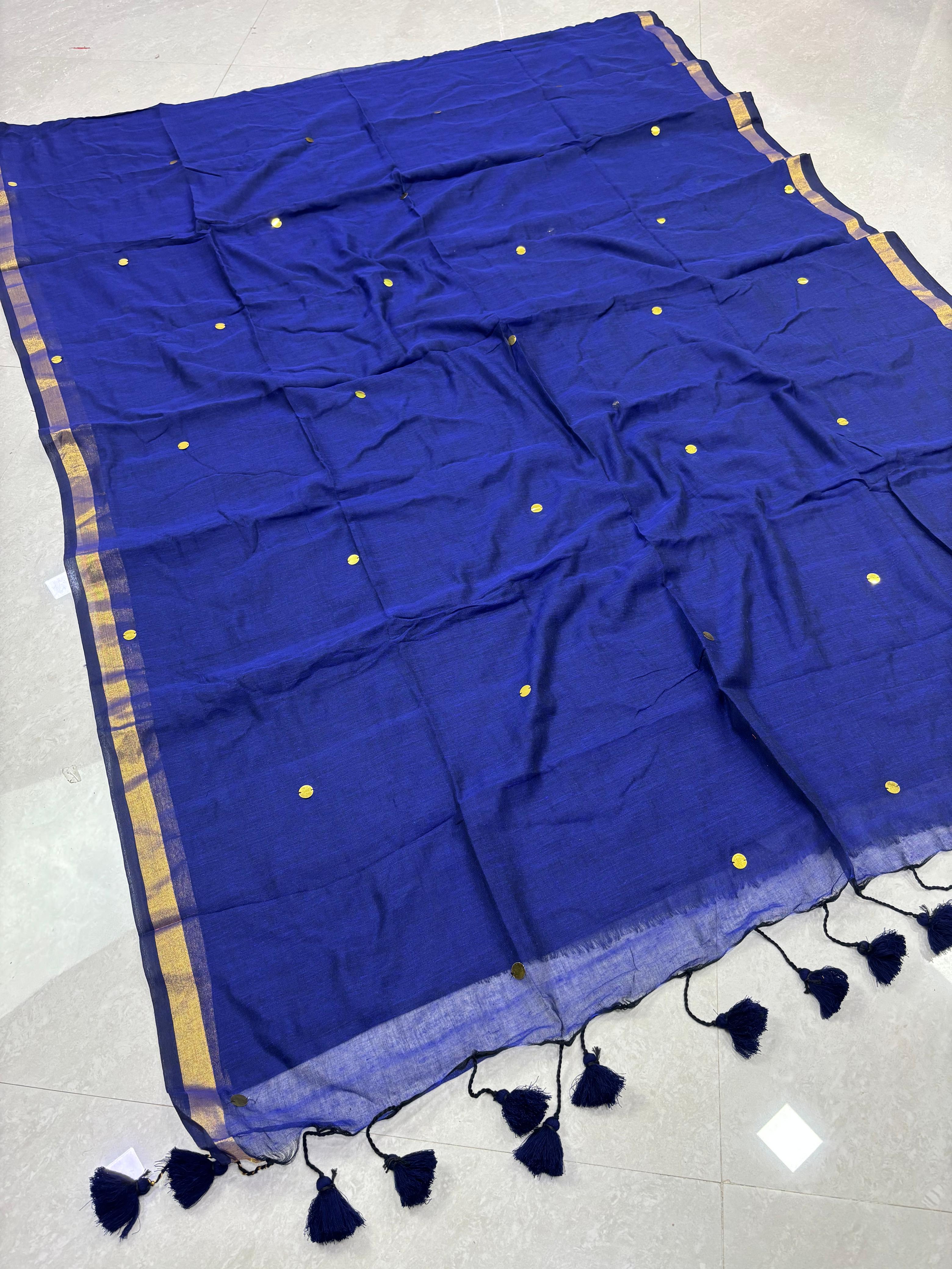 SS8143 Mul Cotton Saree with Gini Work