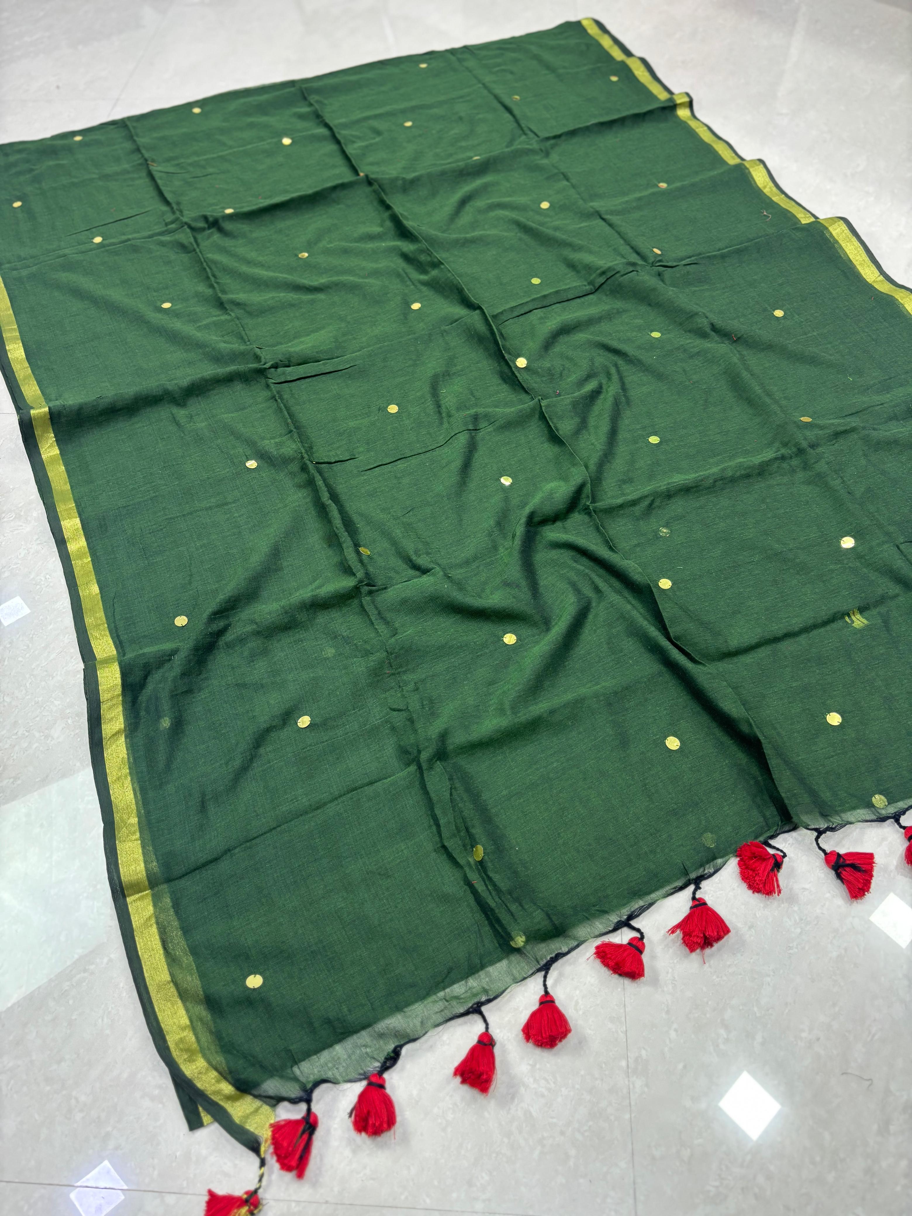 SS8142 Mul Cotton Saree with Gini Work