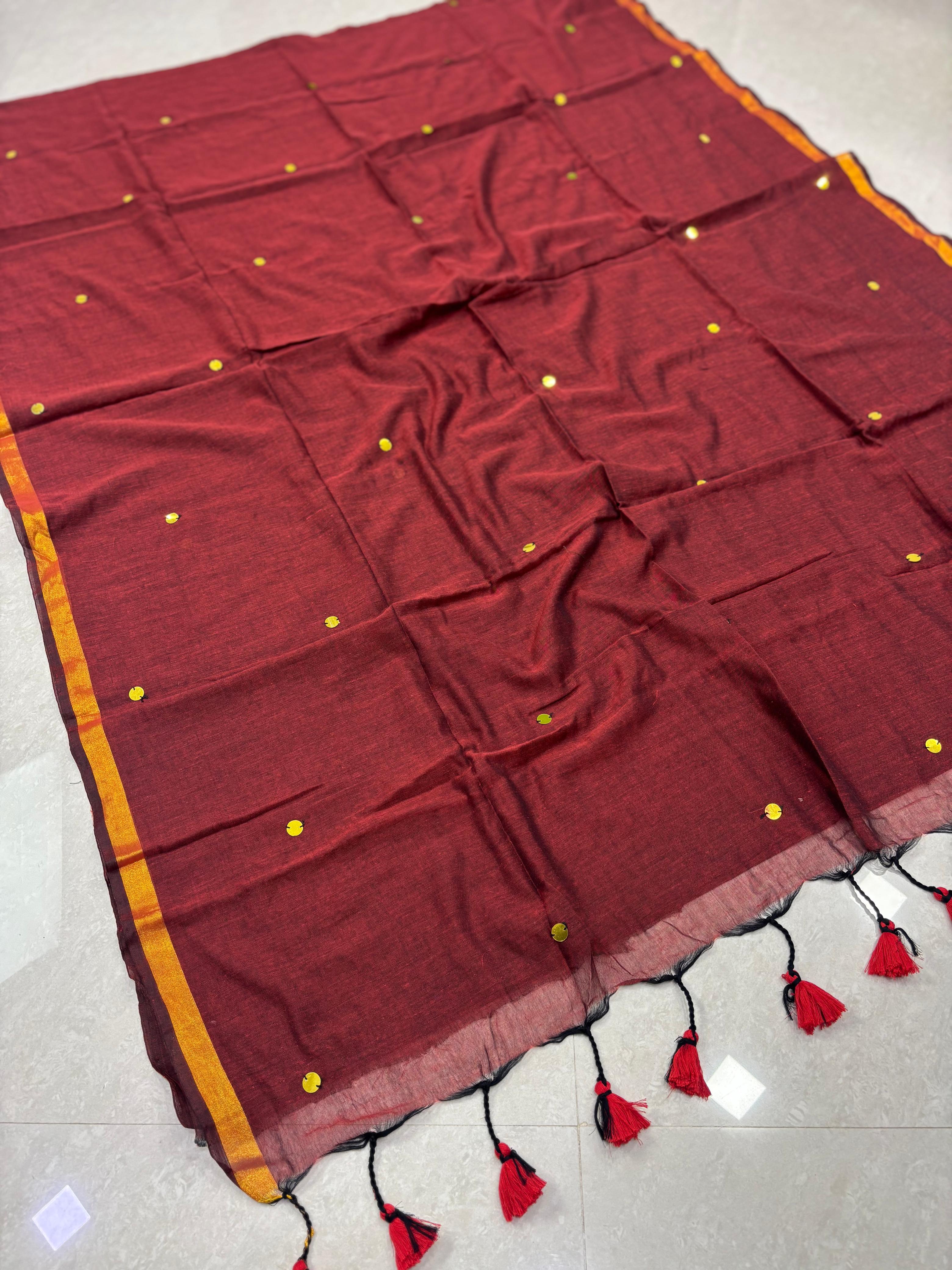 SS8145 Mul Cotton Saree with Gini Work
