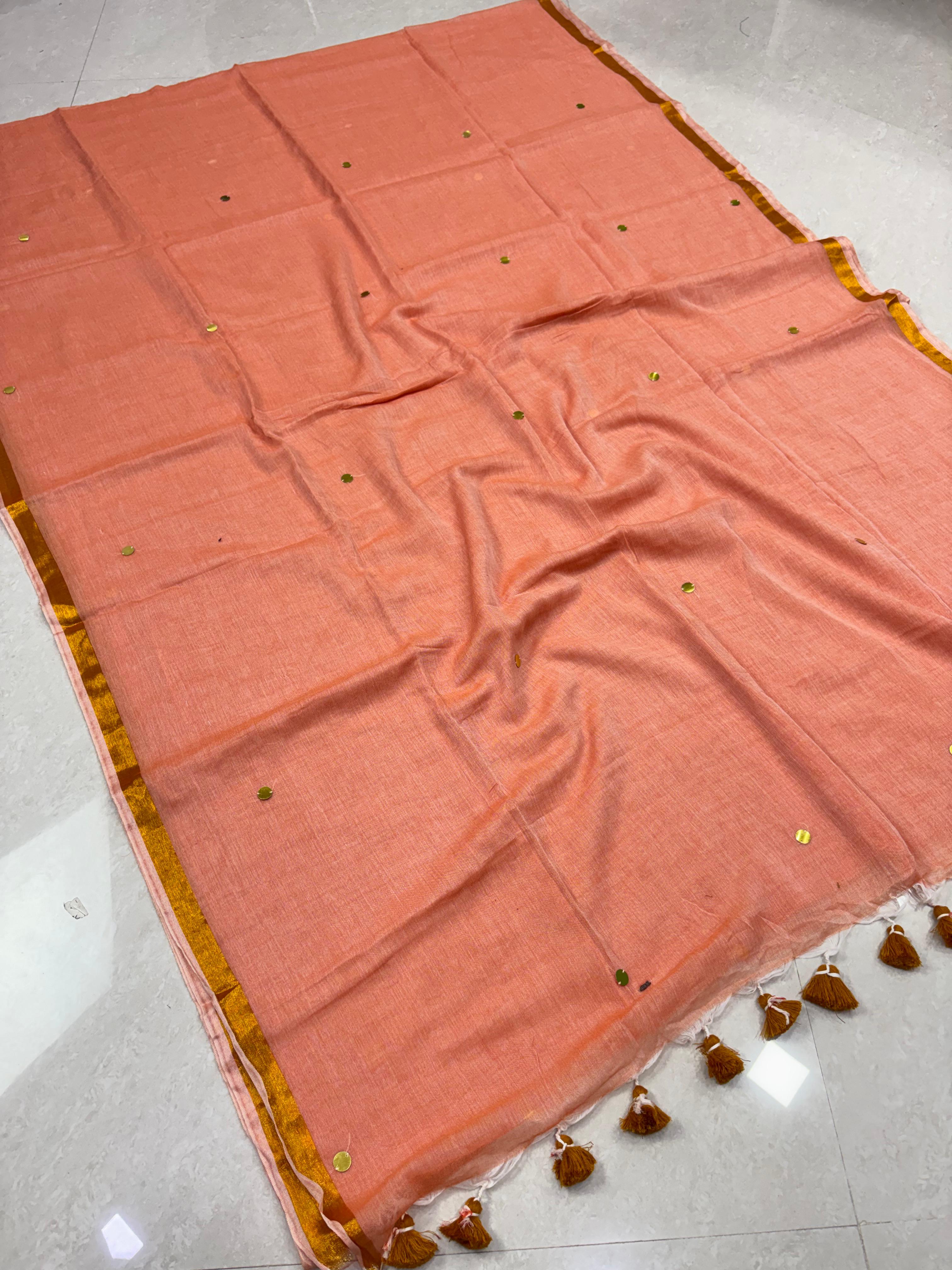 SS8150 Mul Cotton Saree with Gini Work