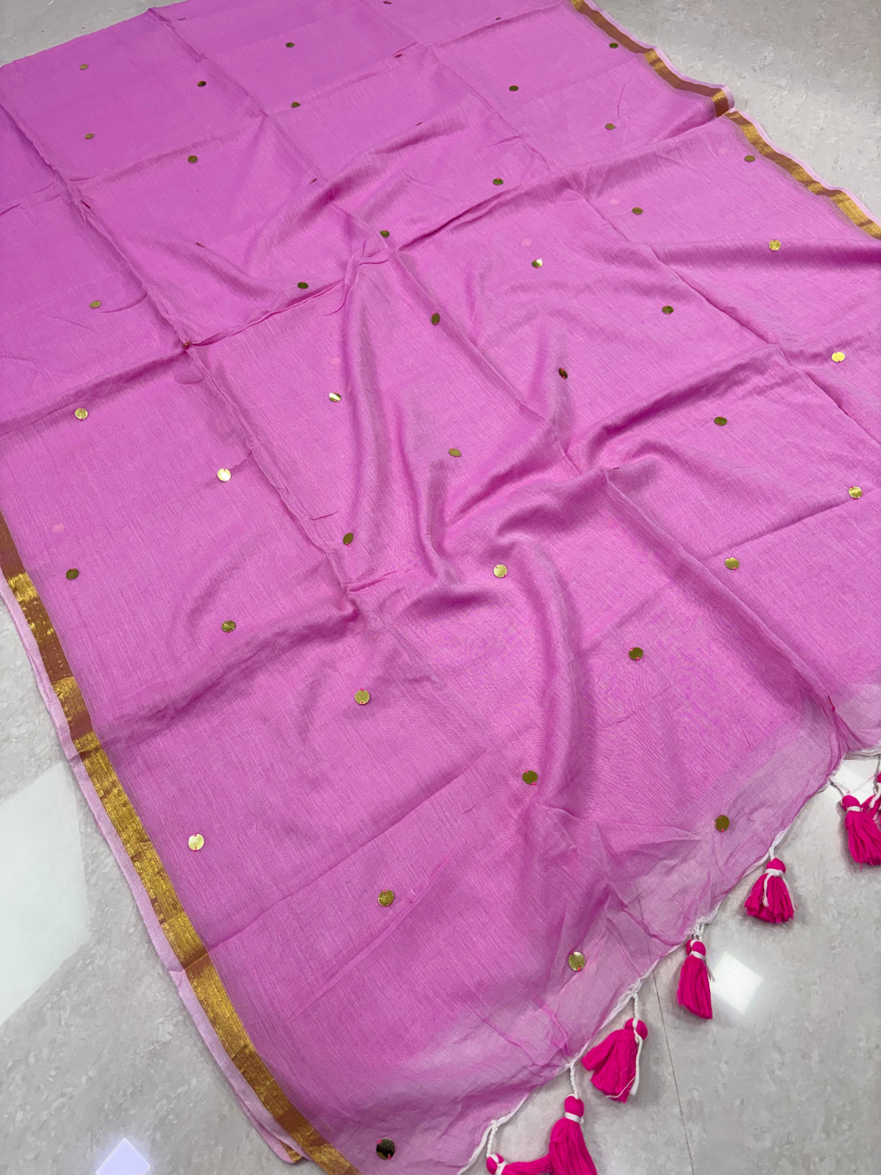 SS8147 Mul Cotton Saree with Gini Work
