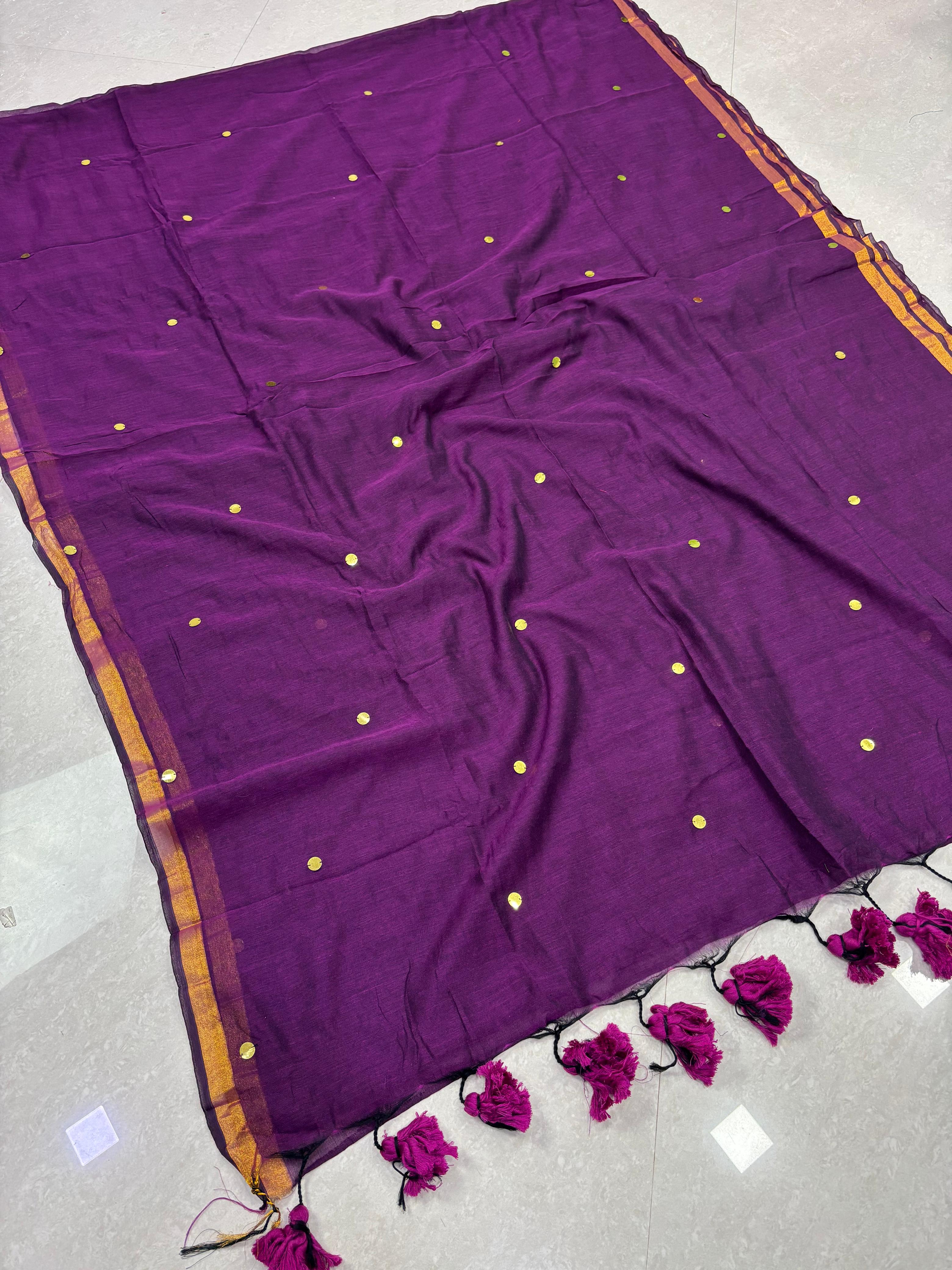 SS8149 Mul Cotton Saree with Gini Work