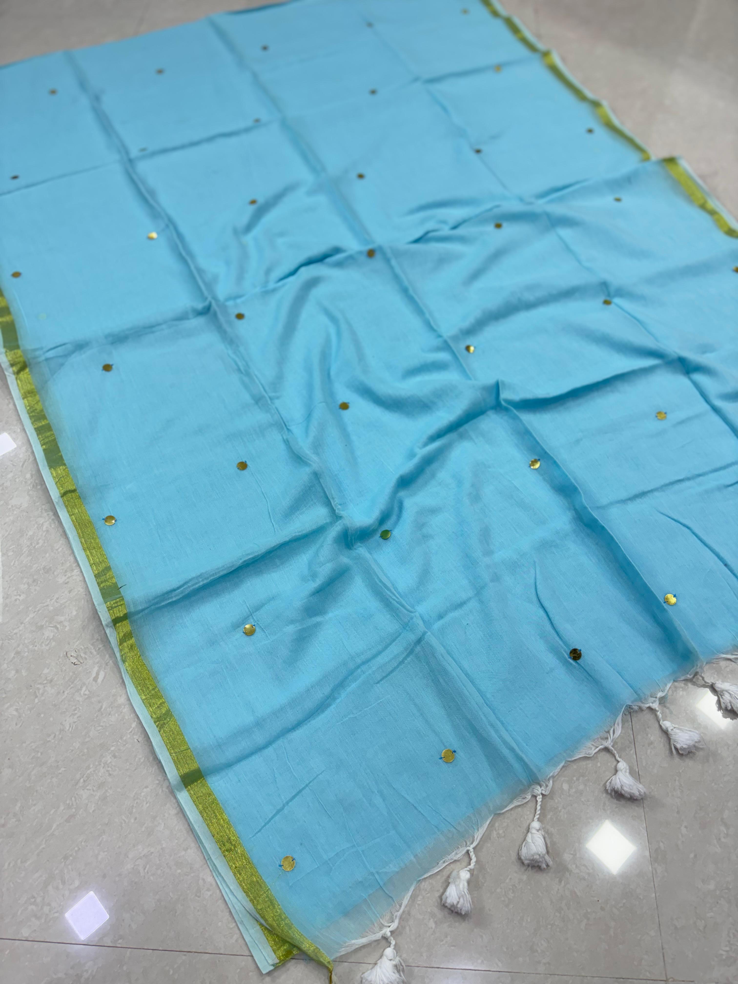SS8151 Mul Cotton Saree with Gini Work
