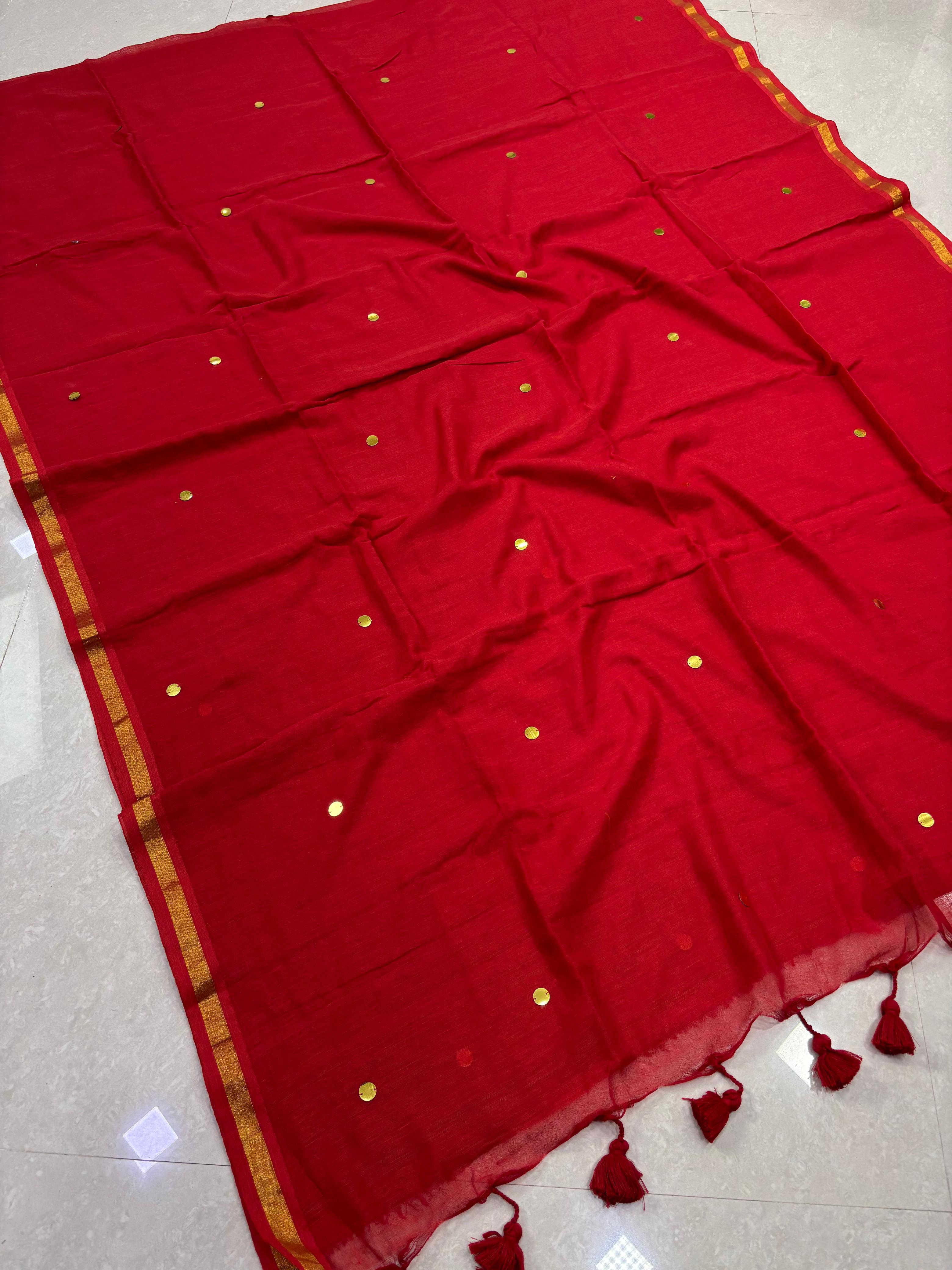 SS8152 Mul Cotton Saree with Gini Work
