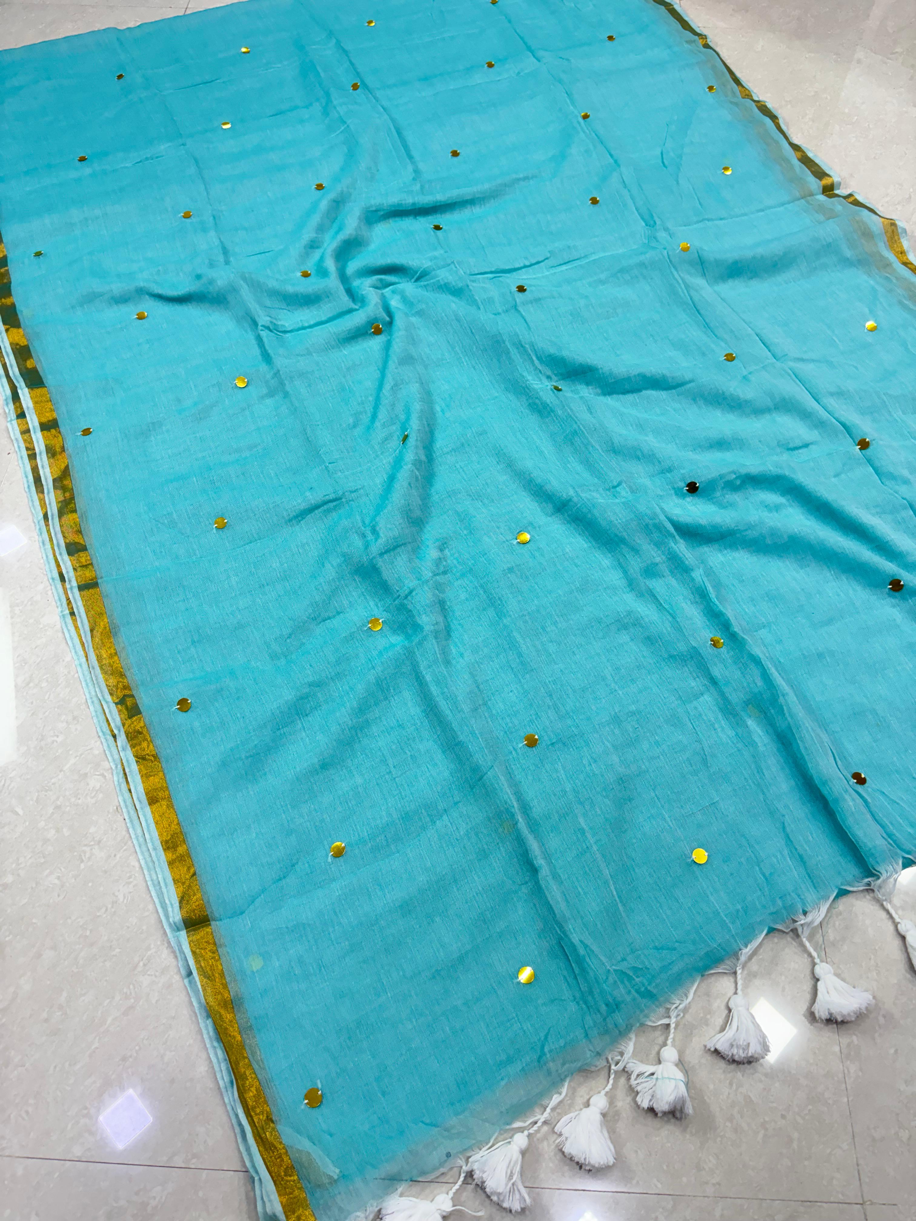 SS8153 Mul Cotton Saree with Gini Work