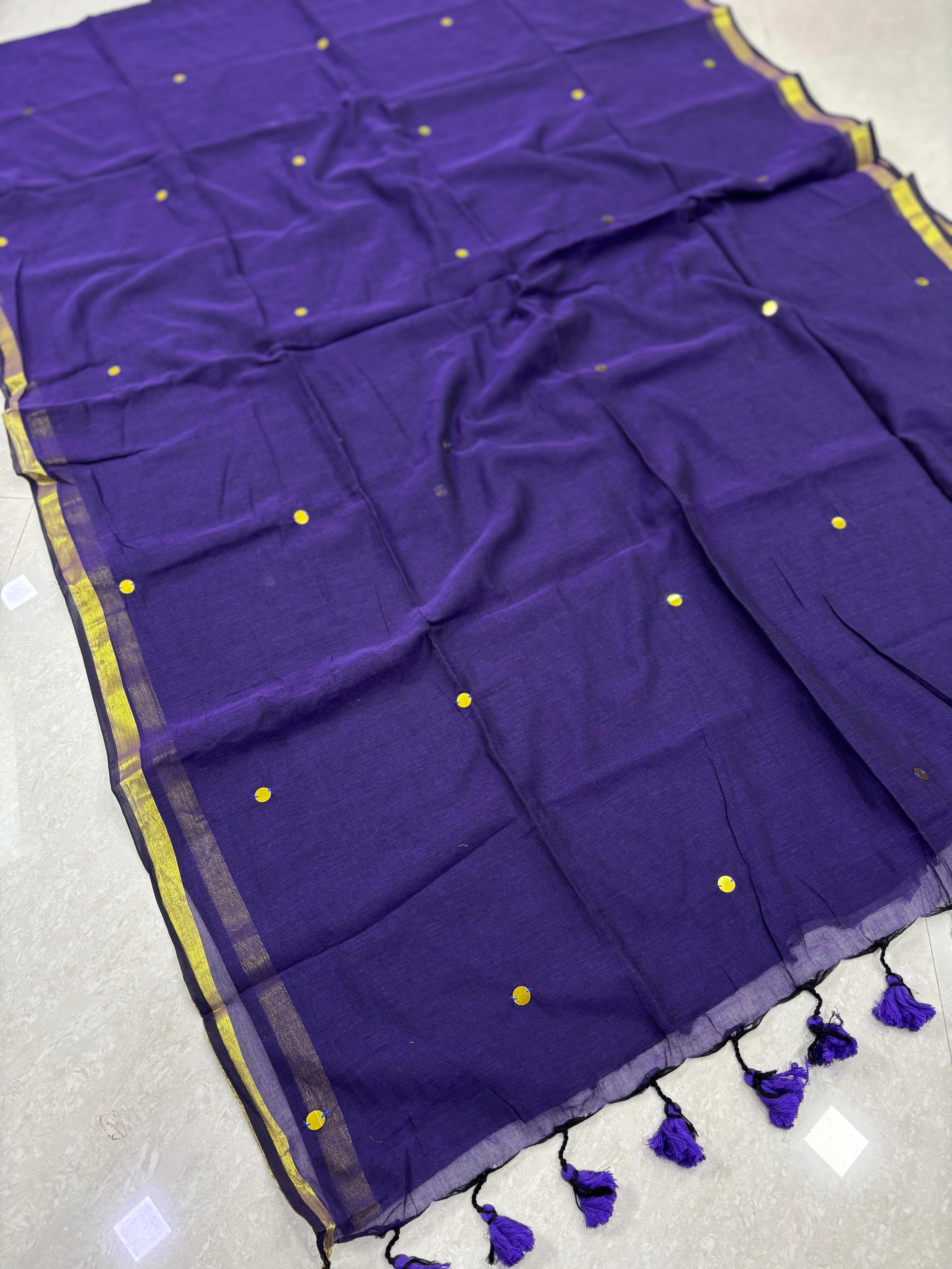 SS8154 Mul Cotton Saree with Gini Work