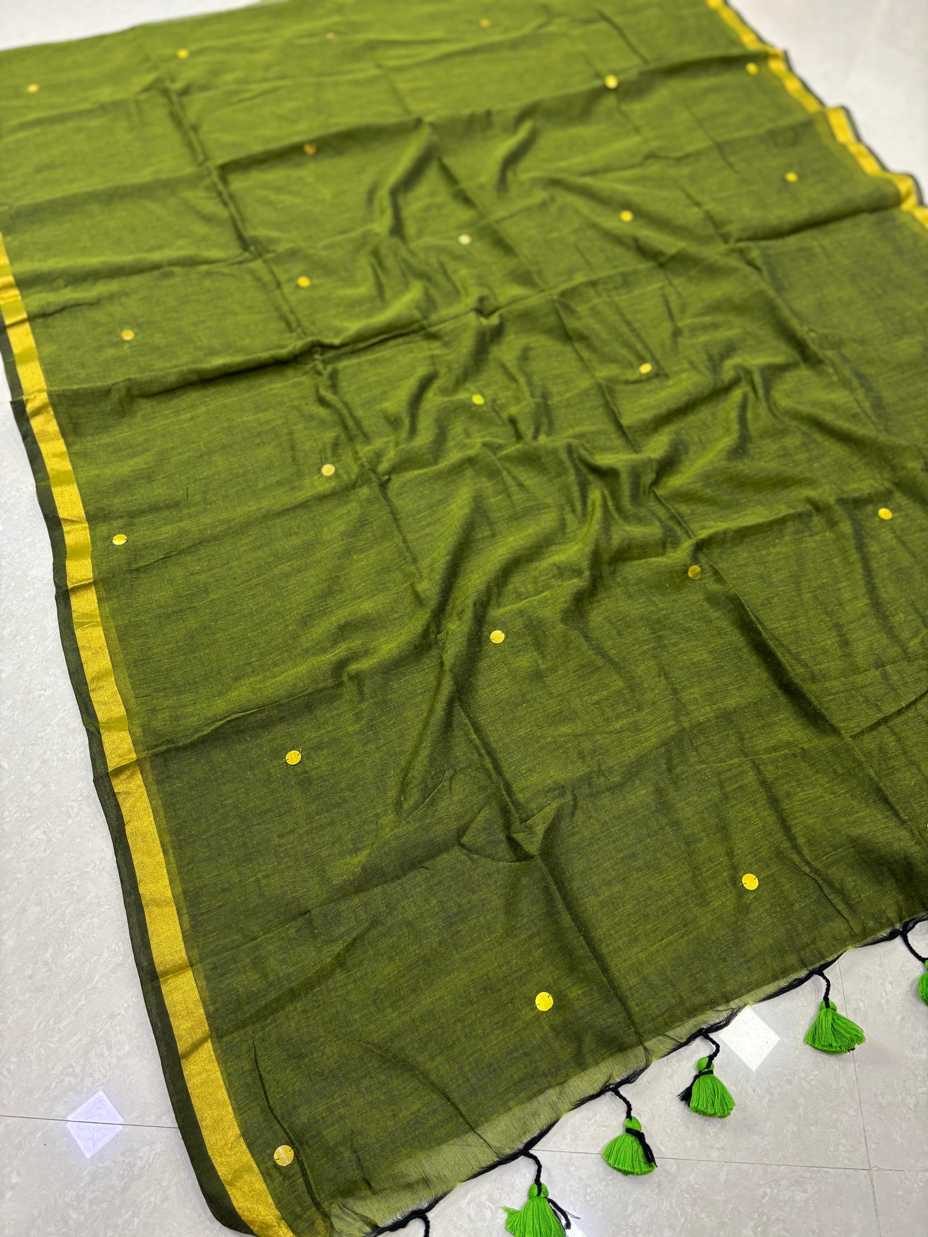 SS8155 Mul Cotton Saree with Gini Work