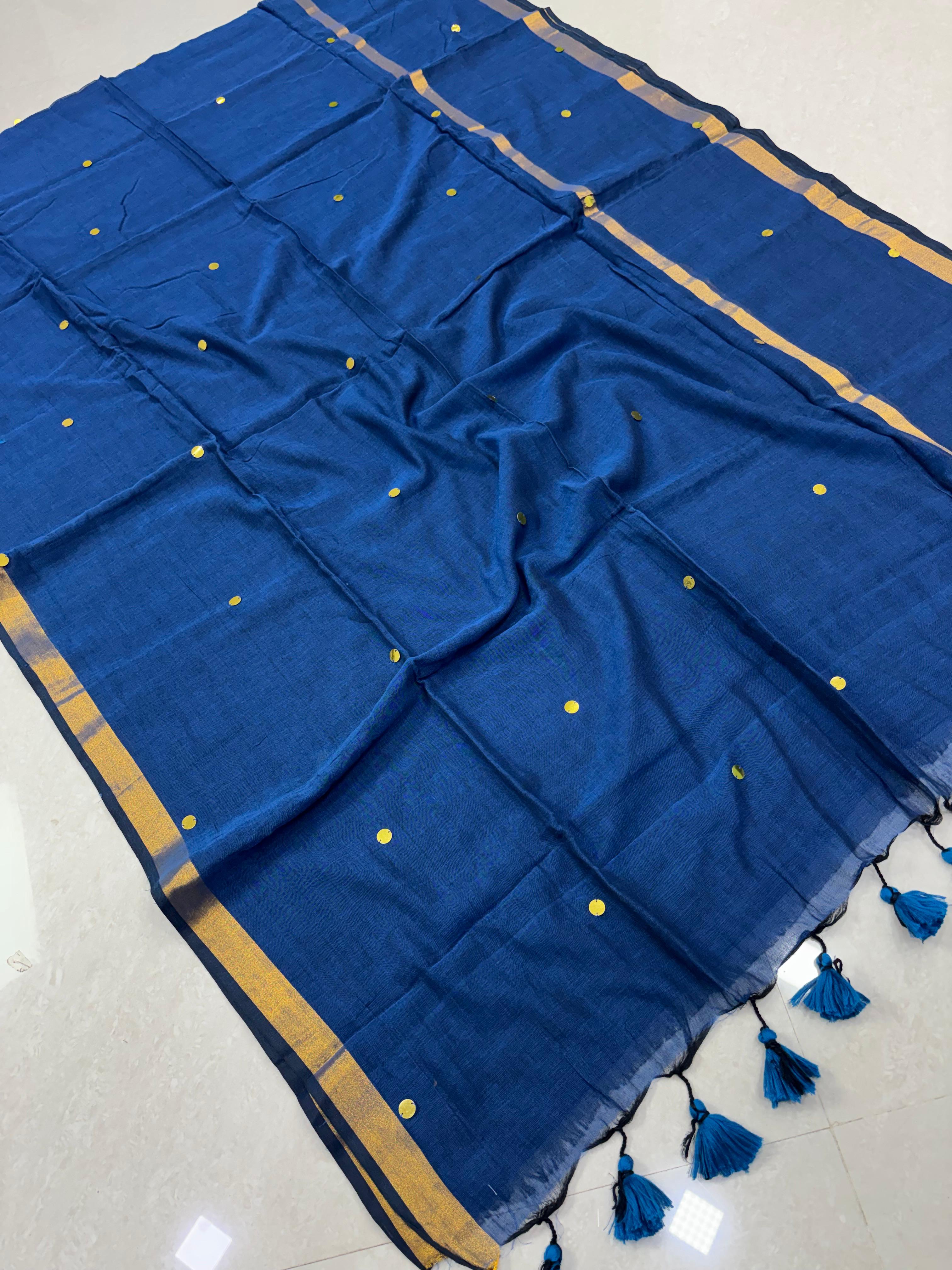 SS8162 Mul Cotton Saree with Gini Work