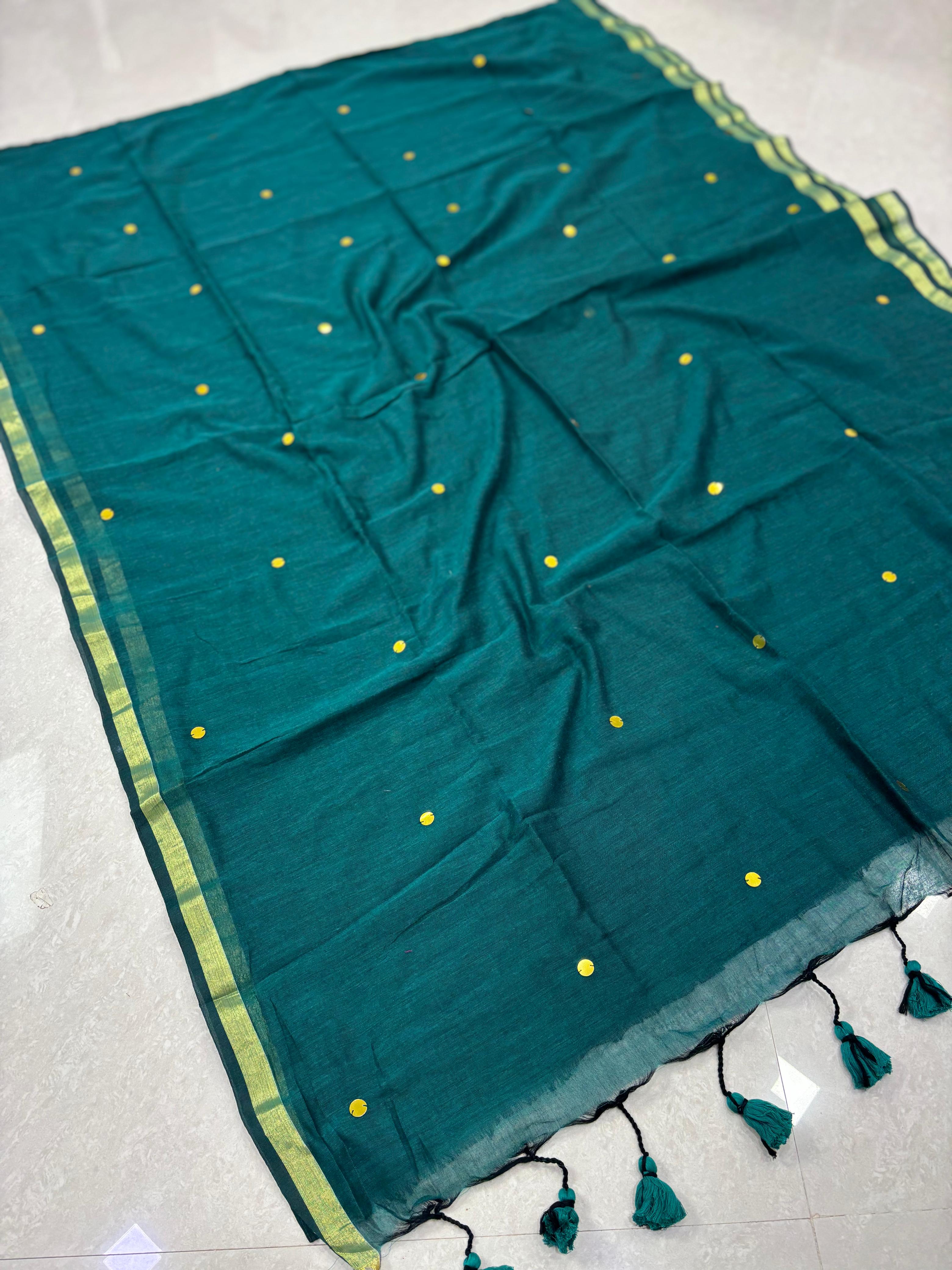 SS8160 Mul Cotton Saree with Gini Work
