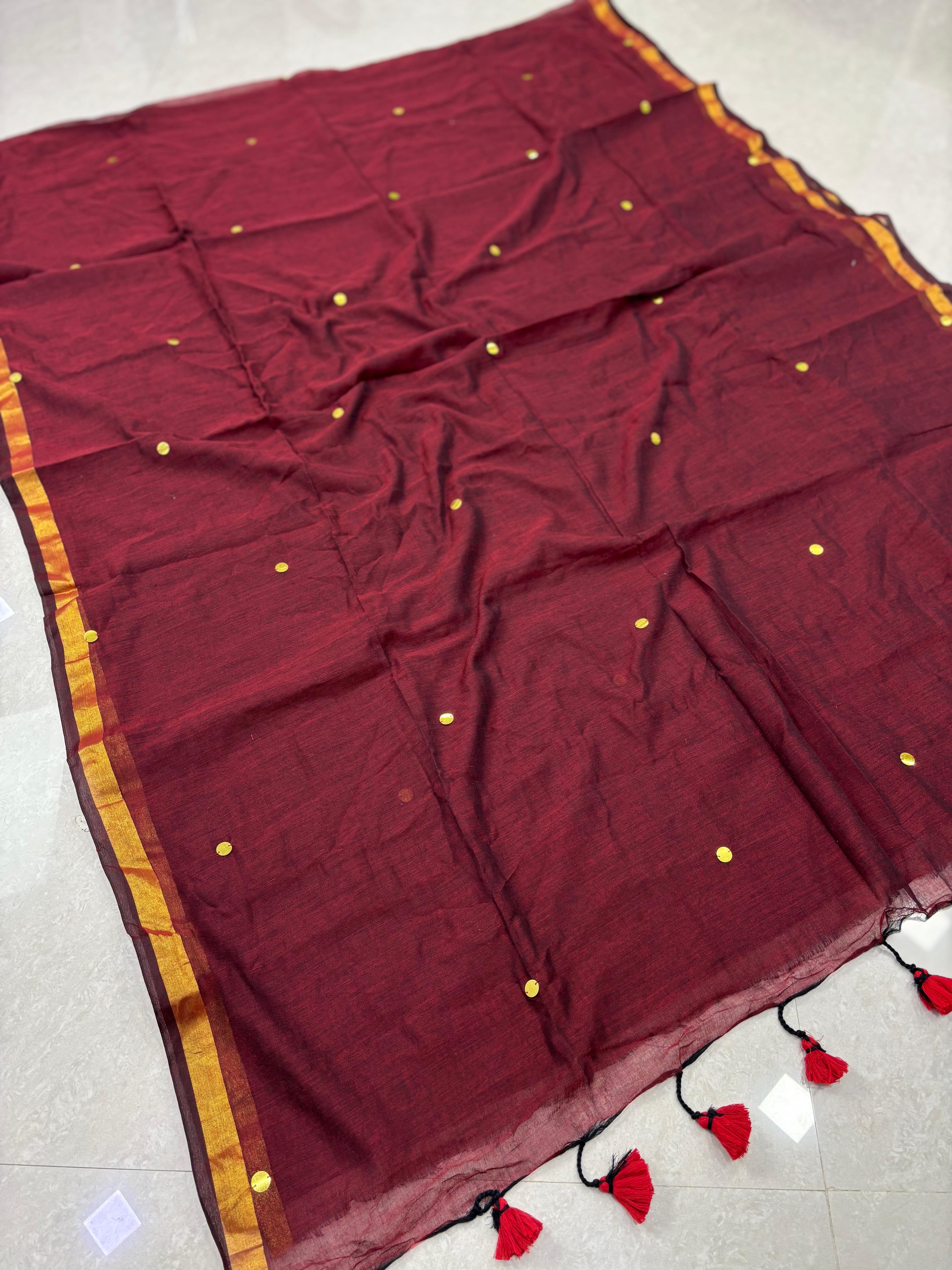 SS8161 Mul Cotton Saree with Gini Work