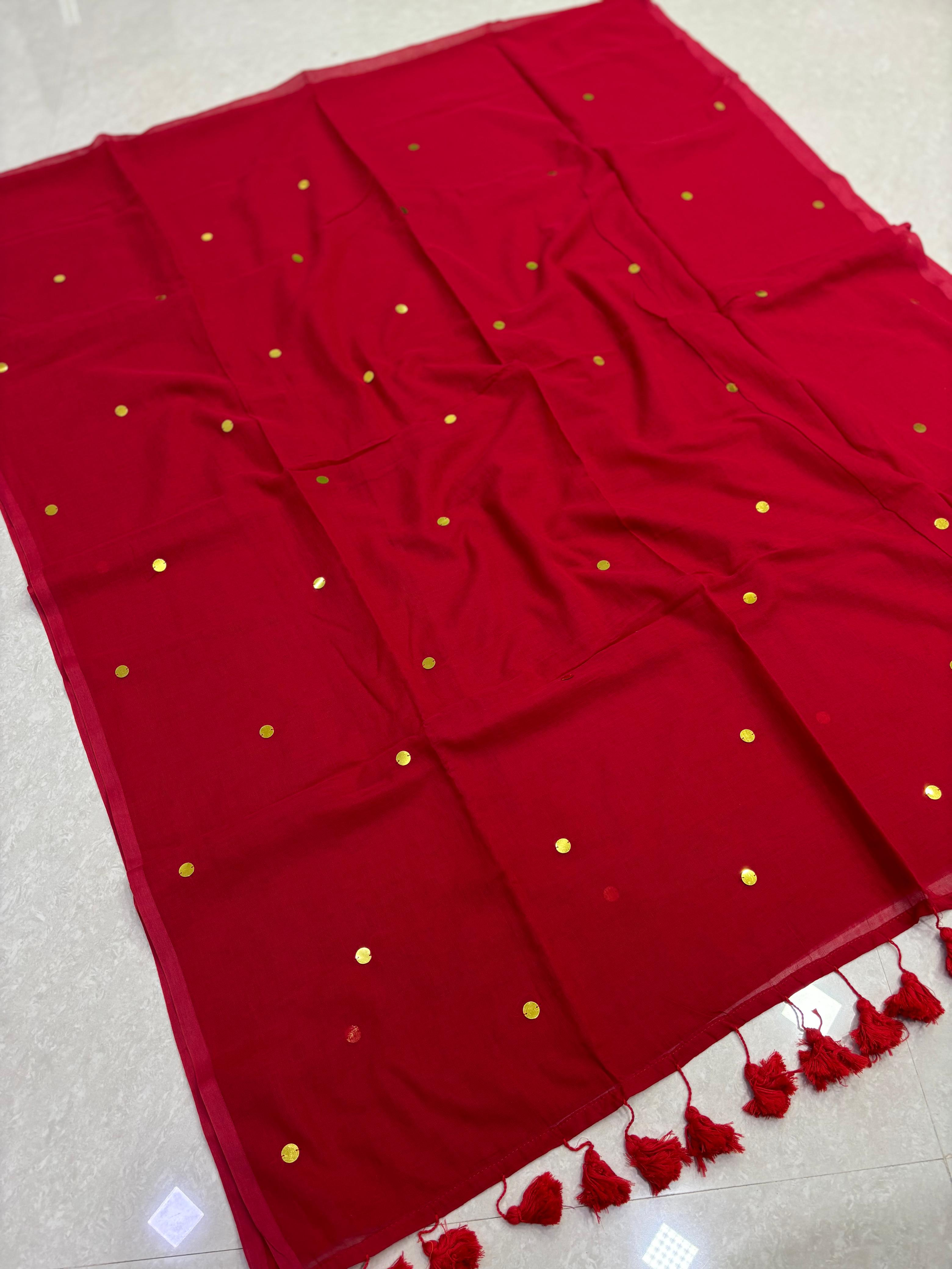 SS8157 Mul Cotton Saree with Gini Work