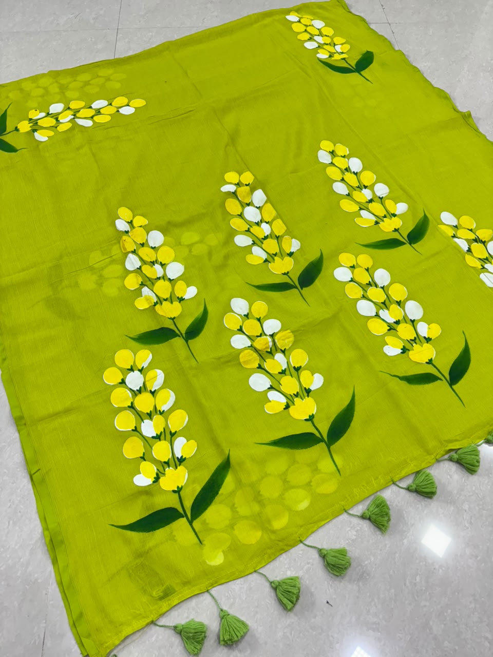 SS8428 Mul Cotton Floral Design Hand painted Saree