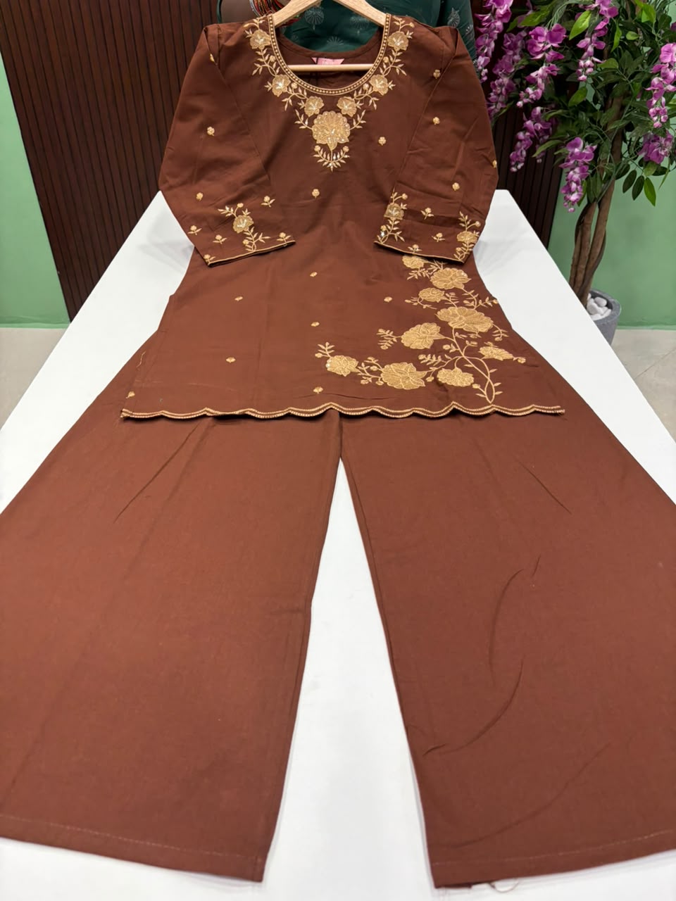 SS8489 Trendy Embroidered Cotton Co-ord Set