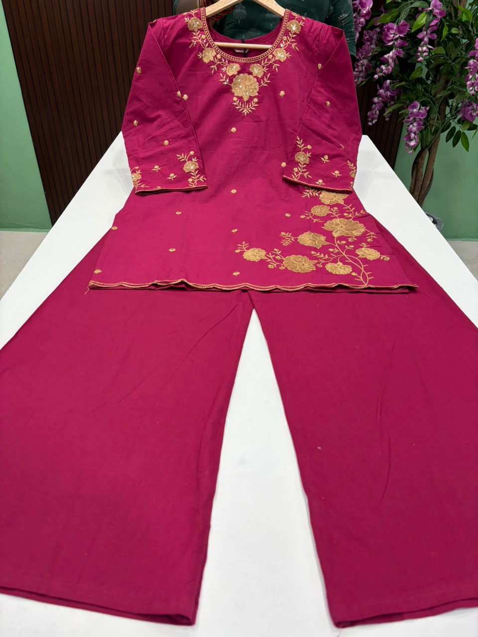 SS8490 Trendy Embroidered Cotton Co-ord Set