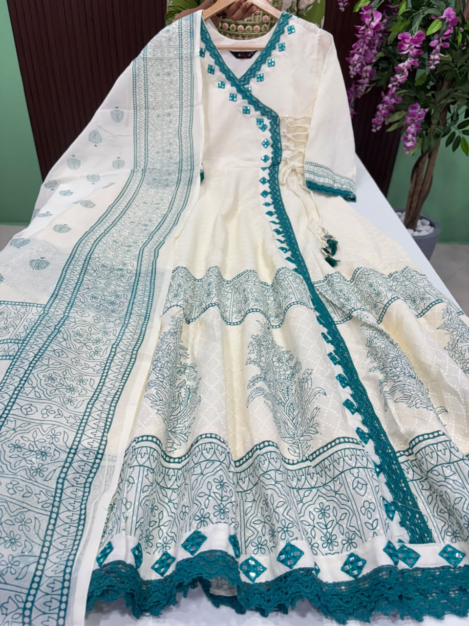 SS8588 Premium Cotton Anarkali with Dupatta Set