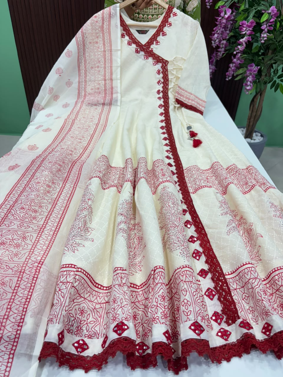 SS8589 Premium Cotton Anarkali with Dupatta Set