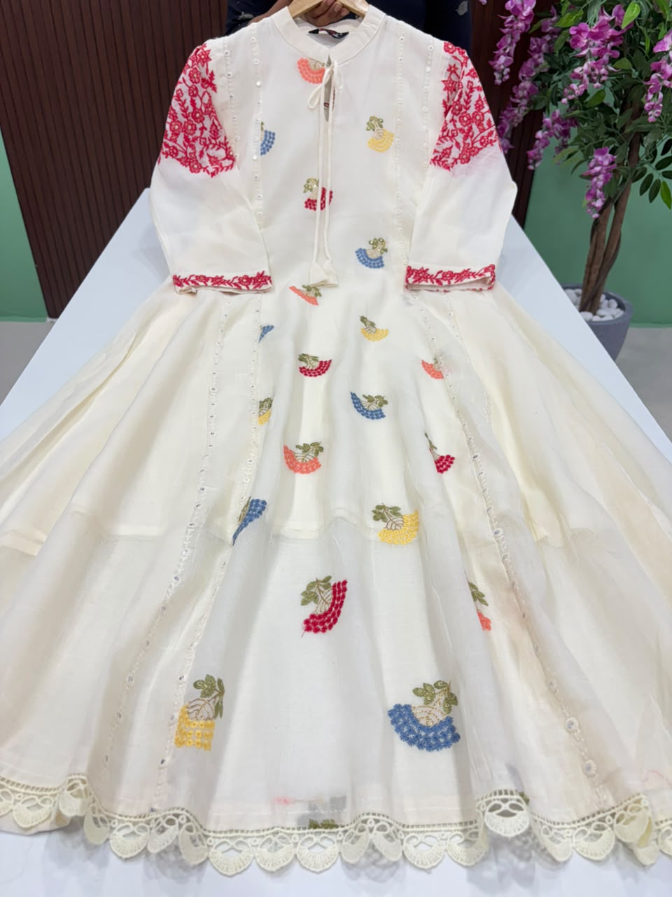 SS8695 Mul Cotton Embroidered A line Maxi