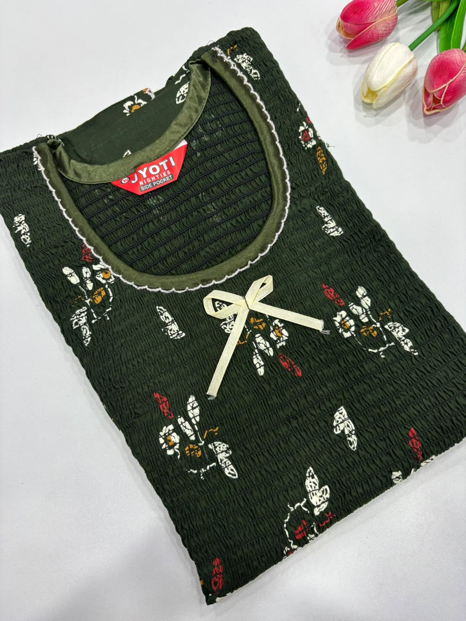 SS8735 Maxi Style Smocked Cotton Nighty