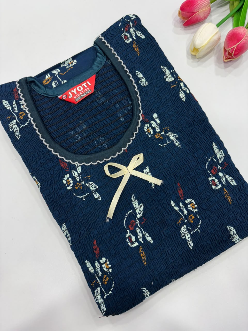 SS8736 Maxi Style Smocked Cotton Nighty