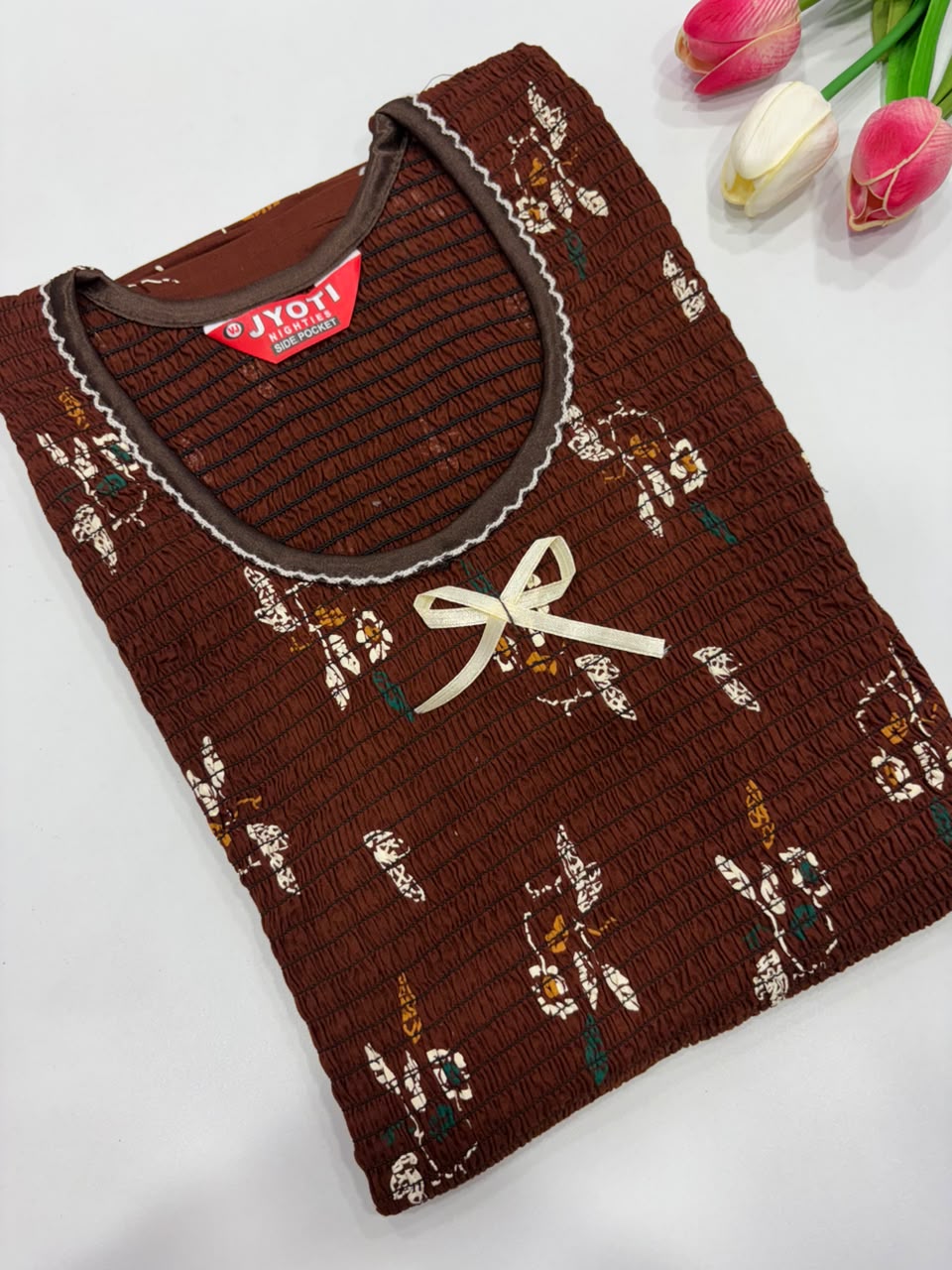 SS8737 Maxi Style Smocked Cotton Nighty