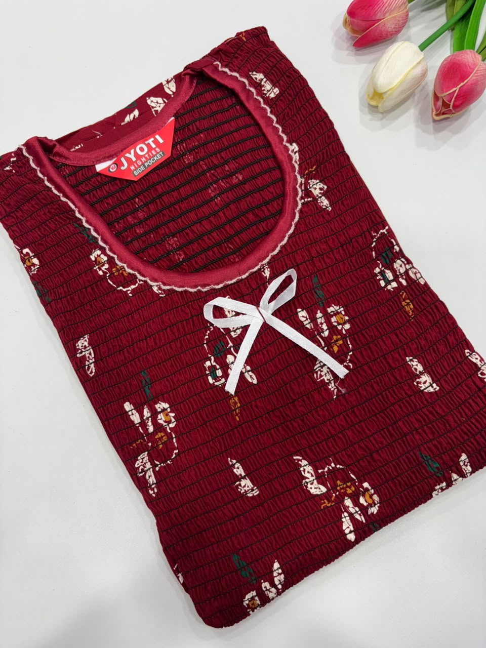 SS8739 Maxi Style Smocked Cotton Nighty