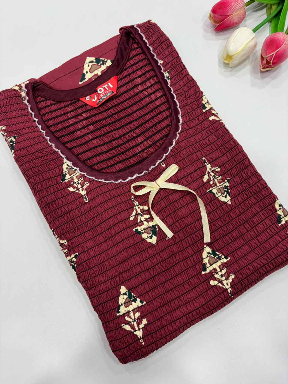 SS8744 Maxi Style Smocked Cotton Nighty