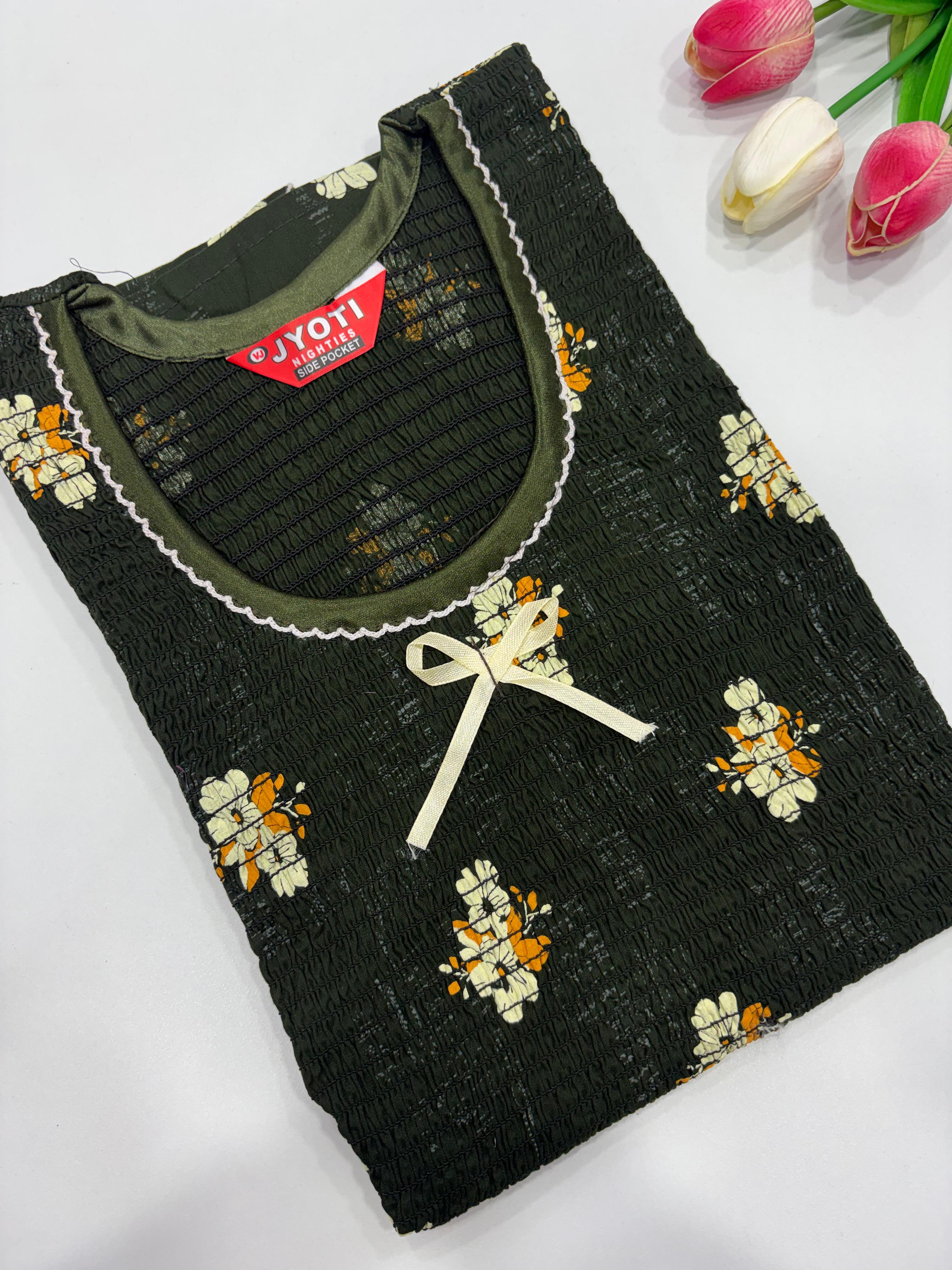 SS8746 Maxi Style Smocked Cotton Nighty